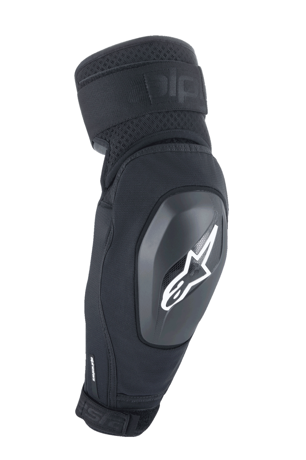 Alpinestars A-Impact Plasma Elite Shield Elbow Protector, gomitiera da MTB, nero con logo a stella bianco, guscio rigido in TPU, doppie cinghie regolabili, ventilazione a rete e design ergonomico precurvato, attrezzatura protettiva per mountain bike