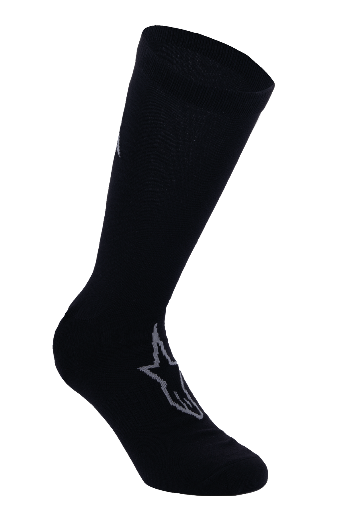 Alpinestars A-Dura Thermal Socks, calze da ciclismo nere con logo Astars grigio, lunghezza a metà polpaccio con bordo a coste, tessuto termico elasticizzato liscio per mountain bike invernale