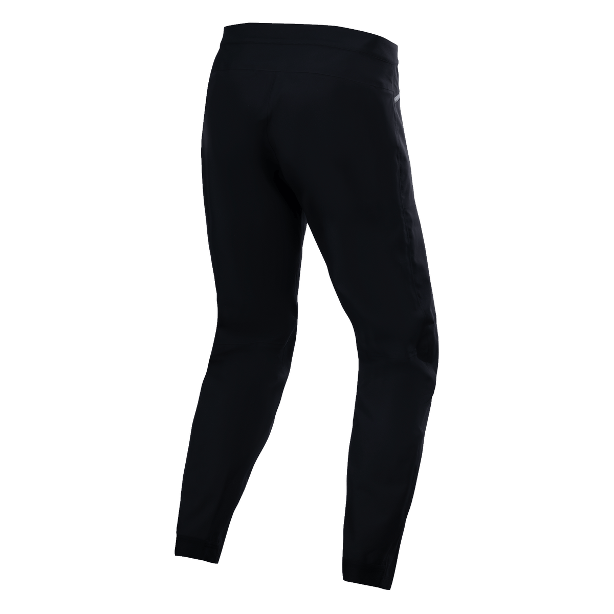 Pantaloni impermeabili Alpinestars A-Dura, nero, vista posteriore che mostra la costruzione in tessuto tecnico, pantaloni da mountain bike con grado di impermeabilità 20k, tessuto elasticizzato resistente per la guida fuoristrada in condizioni di bagnato