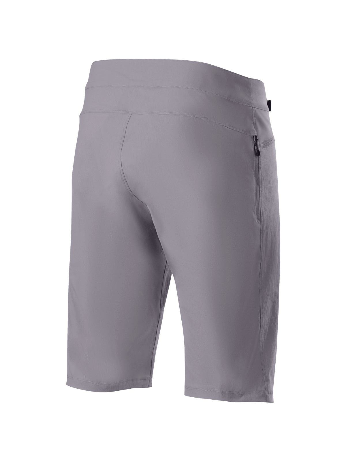 Alpinestars A-Dura Liner Shorts, pantaloncini da mountain bike grigio scuro, vista posteriore caratterizzata da resistente tessuto elasticizzato in 2 direzioni e una tasca laterale verticale con zip, abbigliamento funzionale per ciclismo MTB