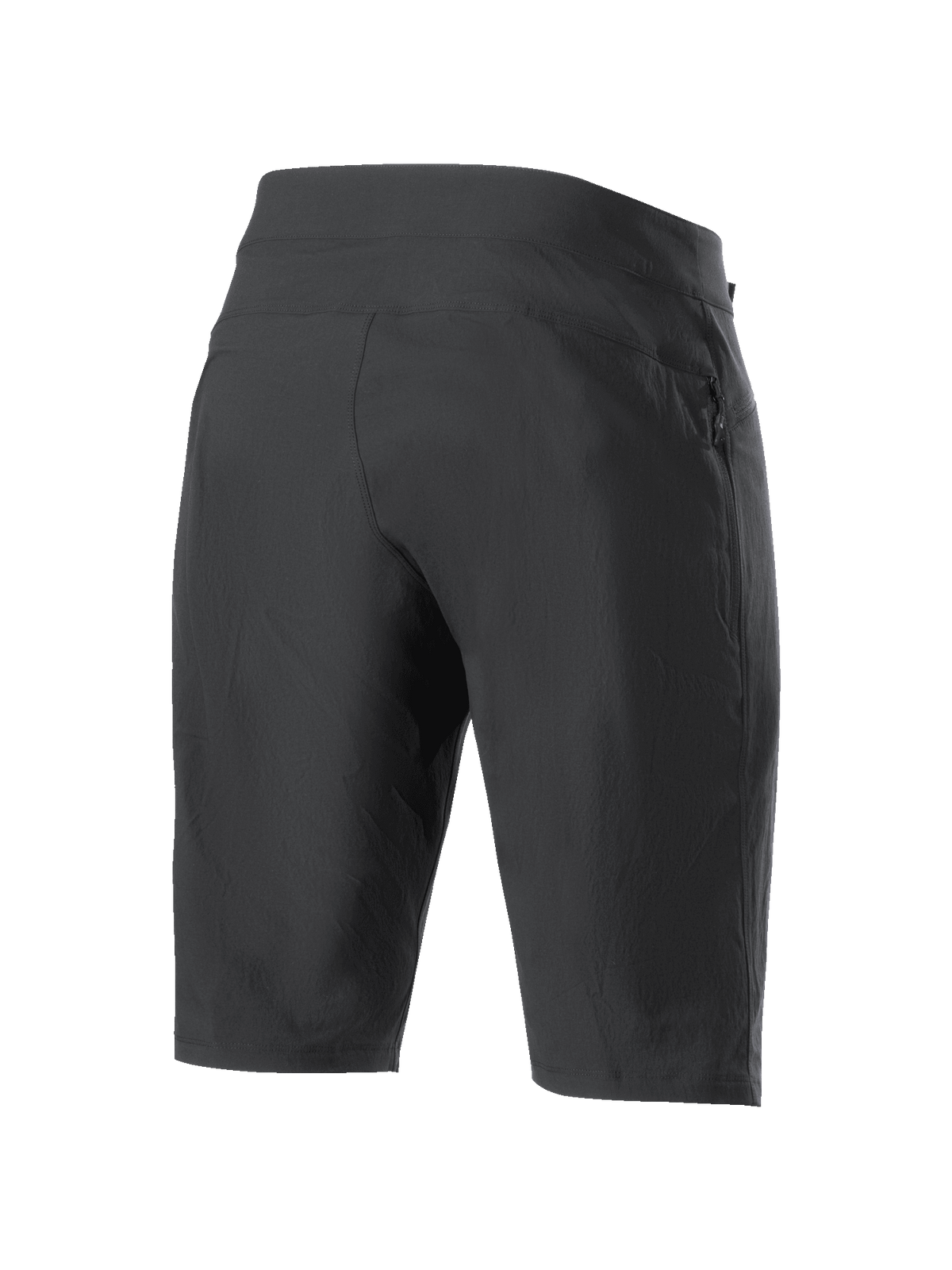 Alpinestars Stella A-Dura Shorts da donna, pantaloncini da mountain bike, nero, vista posteriore che mostra il resistente tessuto elasticizzato in 2 direzioni e la costruzione atletica, abbigliamento ad alte prestazioni per MTB e trail riding