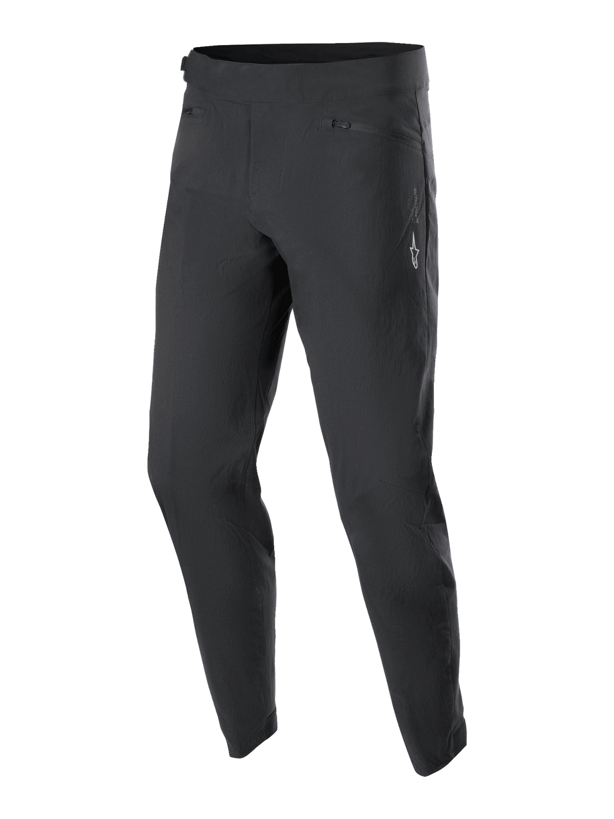 Alpinestars Youth A-Dura Pants, pantaloni da ciclismo MTB, nero, con due tasche frontali con zip e un piccolo logo Alpinestars bianco sulla coscia sinistra, design a gamba affusolata, tessuto elasticizzato resistente per mountain bike per ragazzi