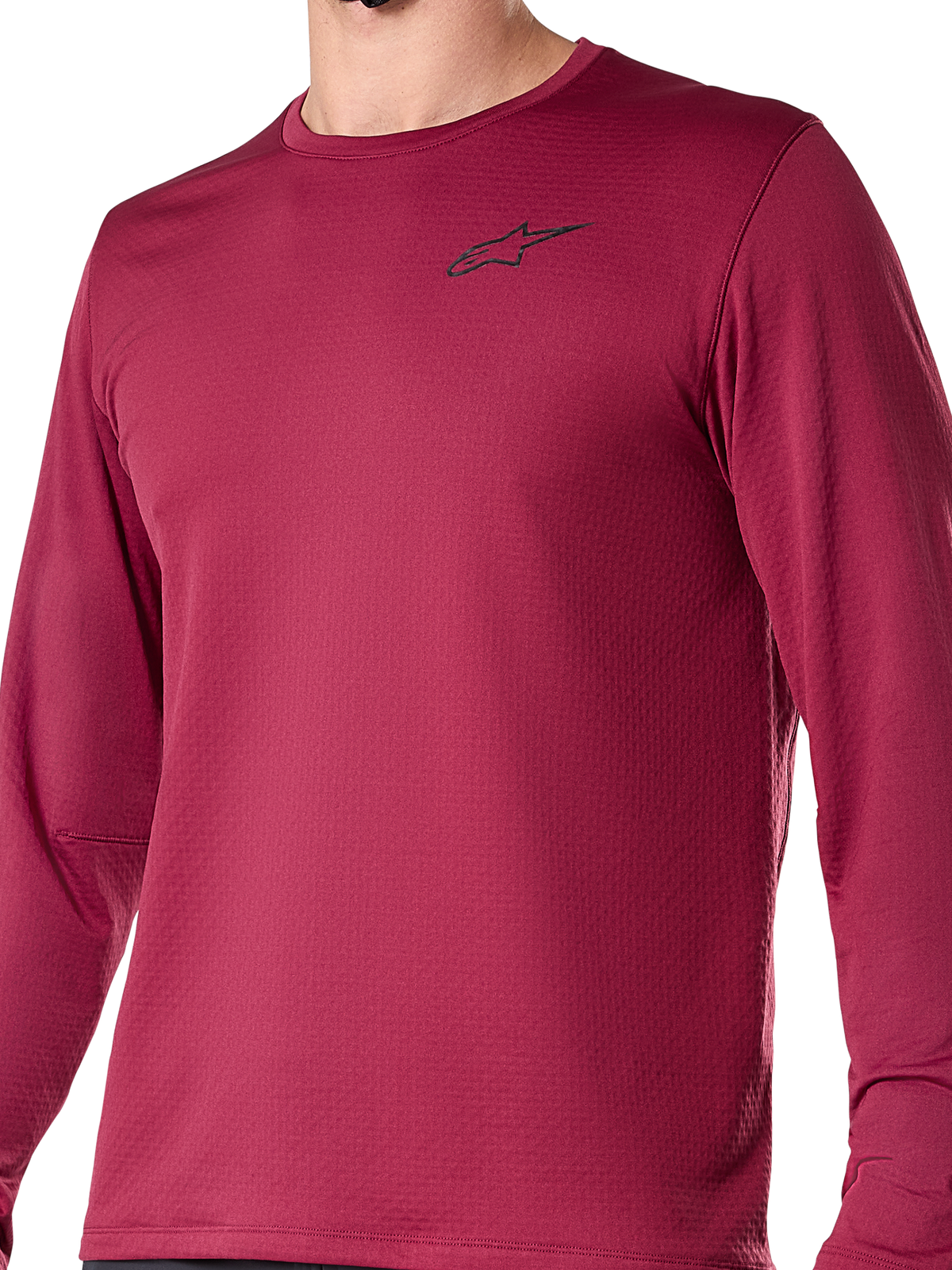 Alpinestars A-Dura Thermal Jersey, maglia da ciclismo a maniche lunghe, bordeaux, con piccolo logo nero sul petto, tessuto termico testurizzato, vestibilità regolare per mountain bike