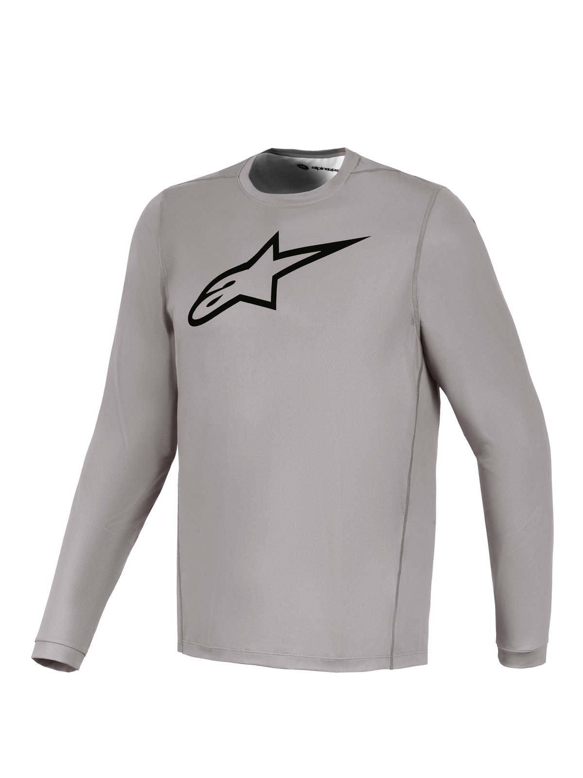 Maglia Alpinestars A-Dura Ride grigia a maniche lunghe, logo nero, tessuto tecnico traspirante per mountain bike.