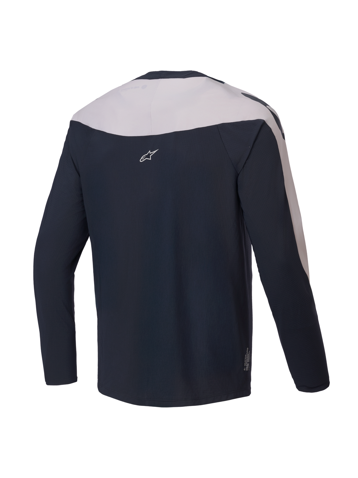Alpinestars Maglia A-Supra Melt, maglia MTB a maniche lunghe, vista posteriore, nera e grigio chiaro, poliestere micro-perforato con pannelli elasticizzati