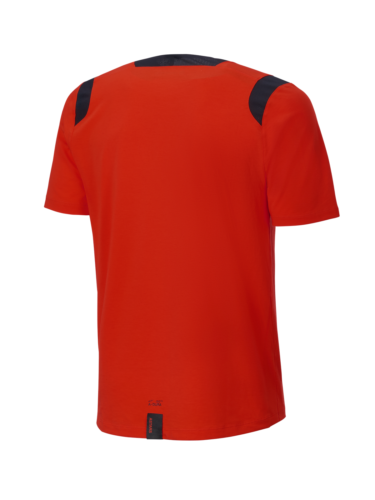 Alpinestars A-Dura Dri Wool Short Sleeve Jersey, maglia a maniche corte, Spicy Orange, vista posteriore, con pannelli in rete neri su spalle e colletto, coda più lunga per una maggiore copertura nel trail riding