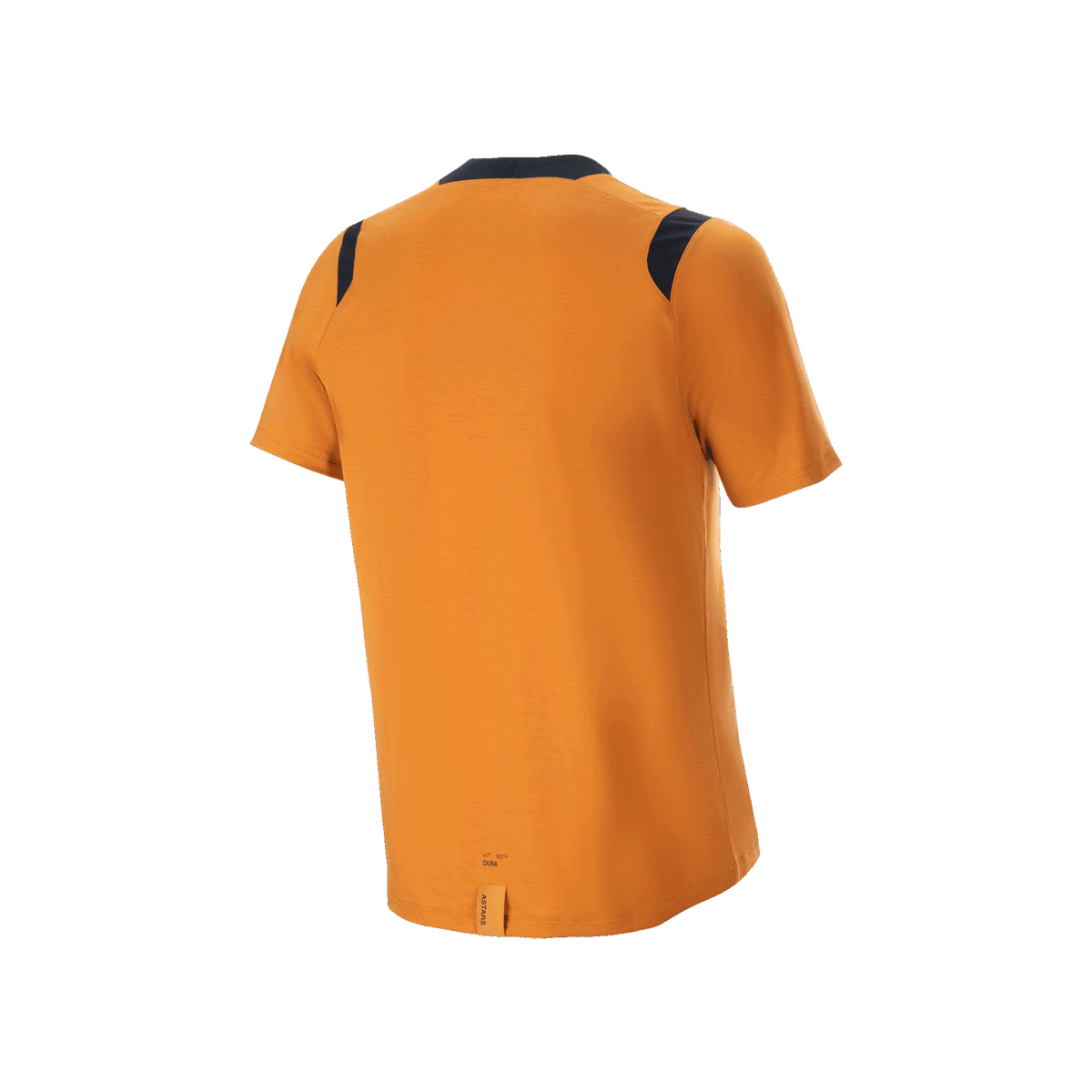 Maglia a maniche corte Alpinestars A-Dura Dri Wool, Dark Gold, vista posteriore con pannelli in rete nera sulle spalle e coda più lunga, abbigliamento tecnico da ciclismo