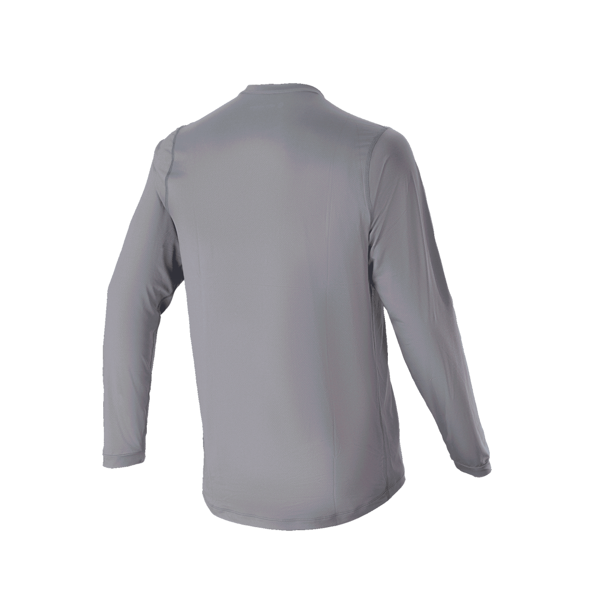 Alpinestars A-Dura Rocker Long Sleeve Jersey, maglia a maniche lunghe grigio scuro, vista posteriore che evidenzia la coda allungata, abbigliamento casual per MTB con vestibilità regolare