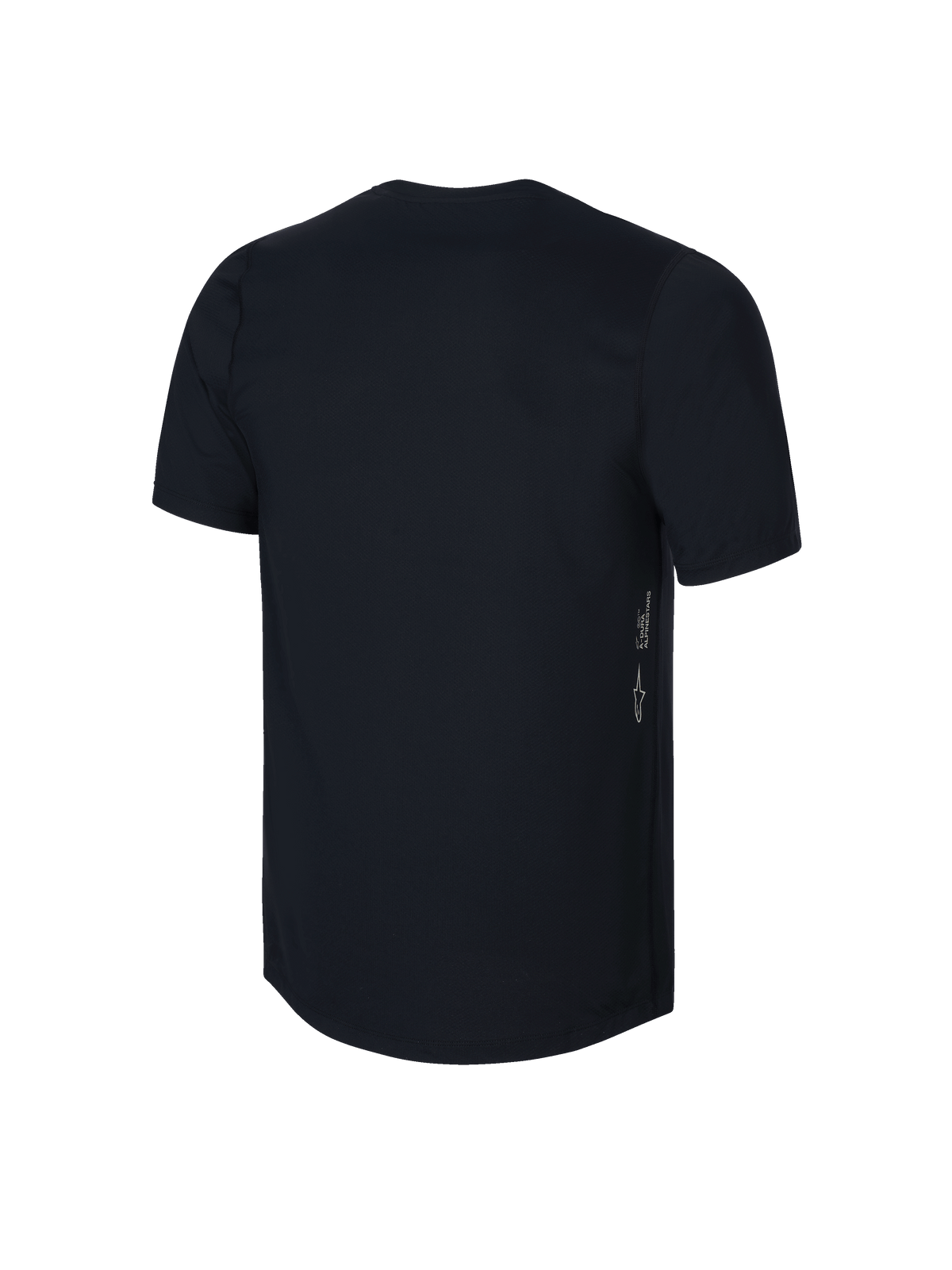 Maglia Alpinestars Youth A-Dura a maniche corte, nero, vista posteriore con logo Astars verticale e marchio A-DURA sul lato, tessuto tecnico traspirante per MTB da ragazzi, design con coda allungata per una maggiore copertura