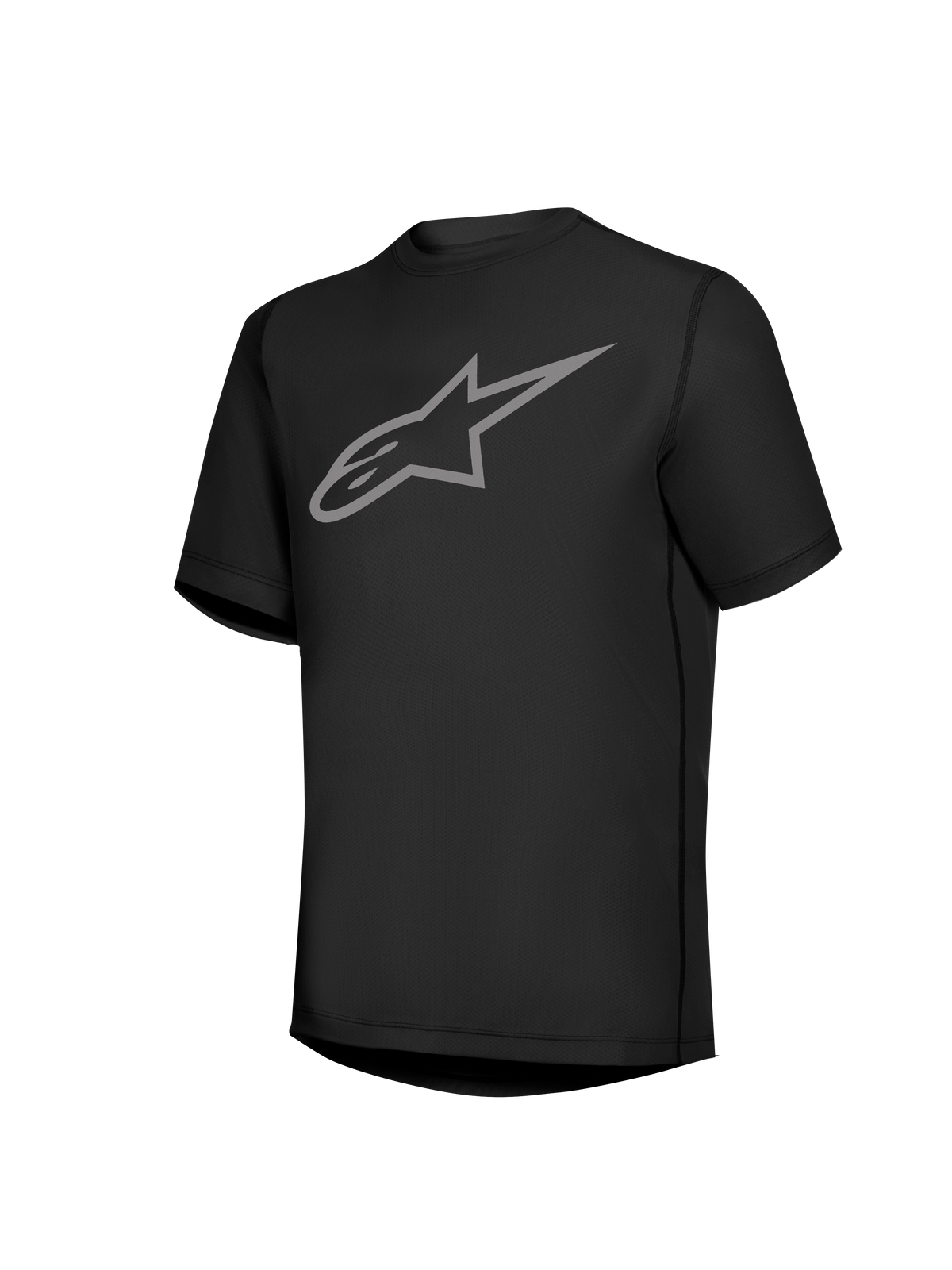 Maglia Alpinestars Stella A-Dura Ride nera con logo Astars grigio, abbigliamento tecnico da MTB per donna.