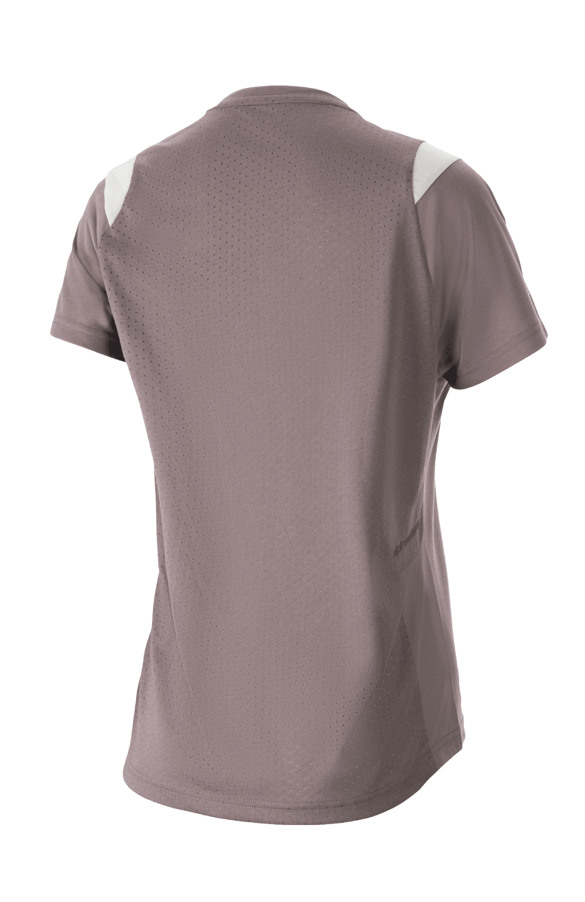 Maglia Alpinestars Stella Alps Escape Short Sleeve da donna, grigio Sparrow con accenti bianchi sulle spalle, vista posteriore con ampia rete perforata per la ventilazione, tessuto DriRelease traspirante, abbigliamento da mountain bike per donna