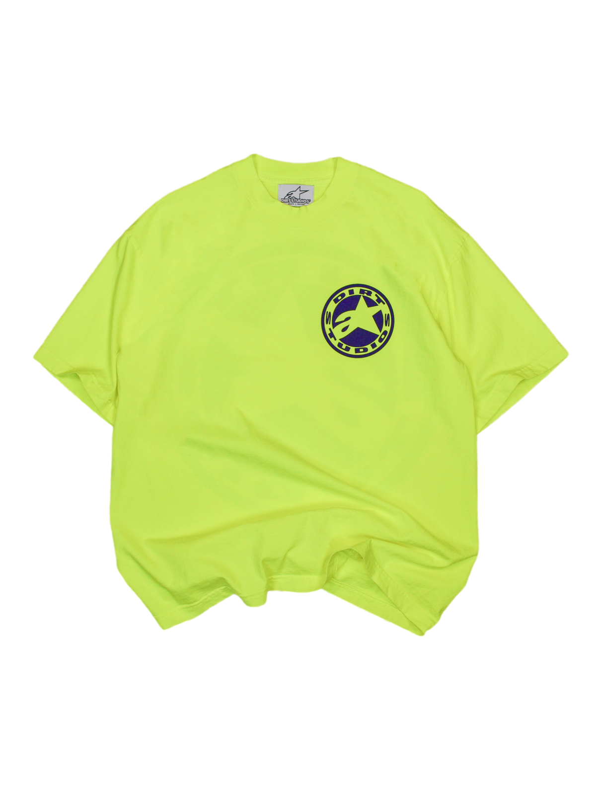 Alpinestars Maglietta Tech Series Limited Edition Dirt Studios®, maglietta a maniche corte da uomo, giallo fluo, in cotone tinto in capo con logo circolare sul petto