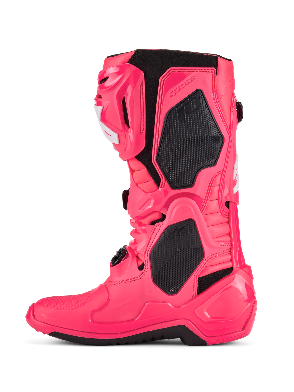 Alpinestars Tech 10 Boots, stivali da motocross, rosa Diva e bianco, con pannelli protettivi in TPU nero, telaio flessibile articolato e robusto design off-road