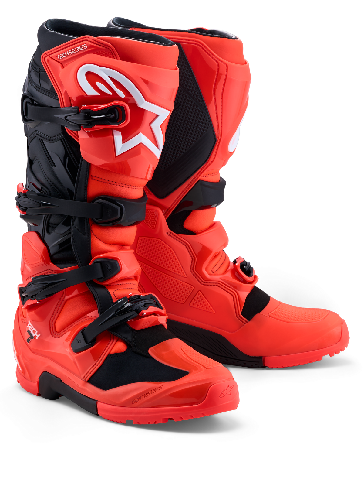 Alpinestars Stivali Tech 7 Enduro, stivali da motocross e off-road da uomo, rossi e neri, con protezioni in TPU e sistema di chiusura a fibbia