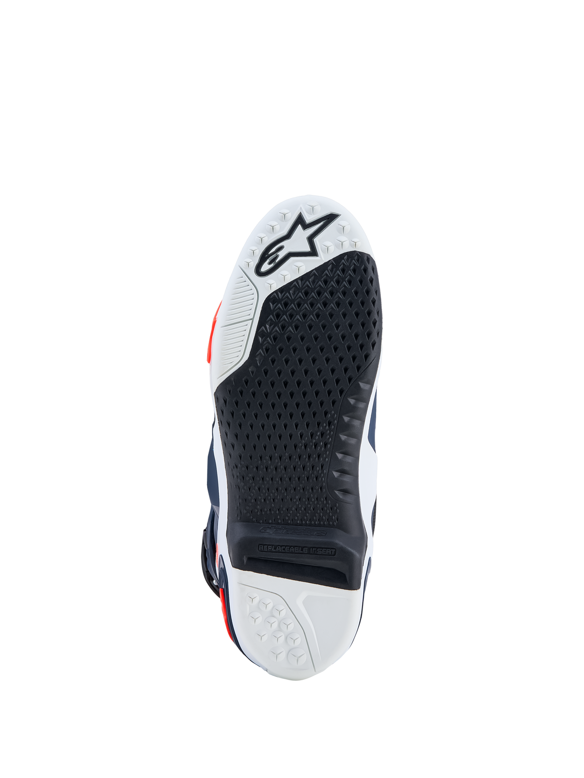 Alpinestars Stivali Tech-10 Supervented, suola bianca e nera con inserto centrale sostituibile ad alta aderenza per motocross