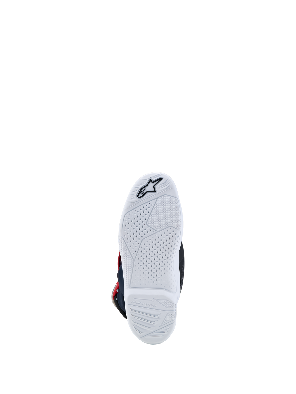 Alpinestars Stivali Tech 7S Ragazzo, suola bianca ad alta aderenza per motocross junior, bianco e blu scuro, grip sostituibile.