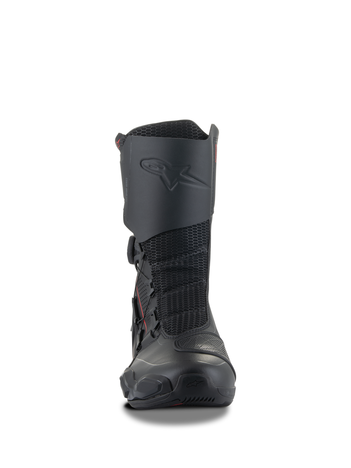 Stivali Alpinestars SP-X BOA®, stivali da moto sportivi neri, design a media altezza con parastinchi integrato, pannelli flessibili in mesh e sistema di chiusura BOA laterale, profilo ergonomico per sport touring