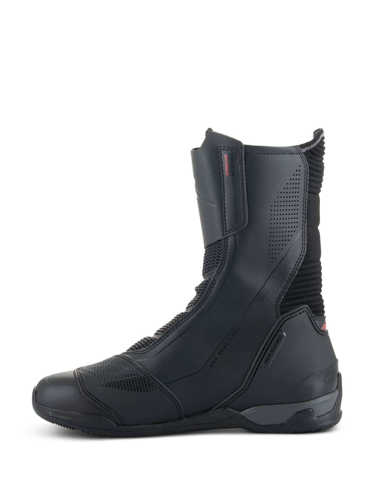Stivali Alpinestars SP-X BOA®, stivali da moto, nero, design a media altezza con pannelli in microfibra e mesh Rideknit, con cerniera mediale e profilo sportivo elegante