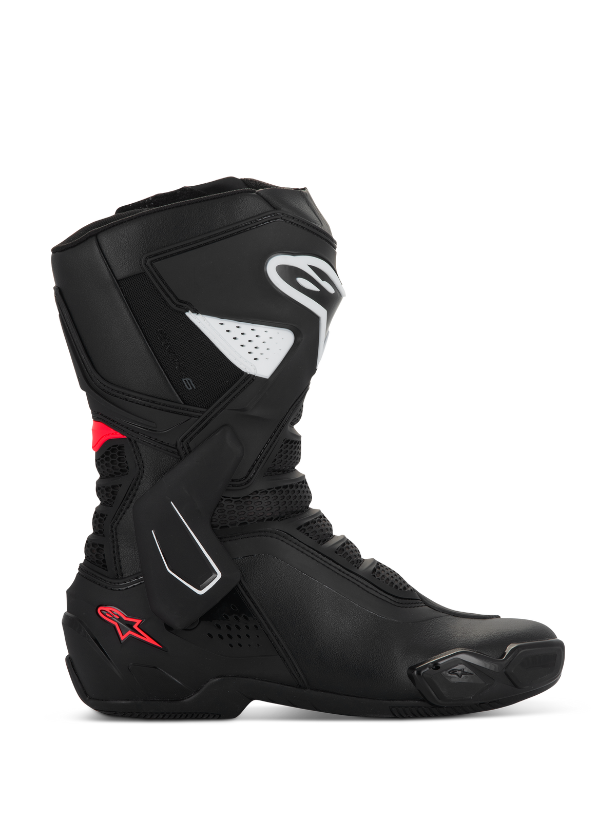 Alpinestars Stella SMX-6 V3 Boots, stivali da moto sportivi da donna, nero con accenti bianco e rosa Diva, profilo laterale con protezione tibia e caviglia in TPU, pannelli mesh flessibili e costruzione in microfibra ad alte prestazioni per pista e strada