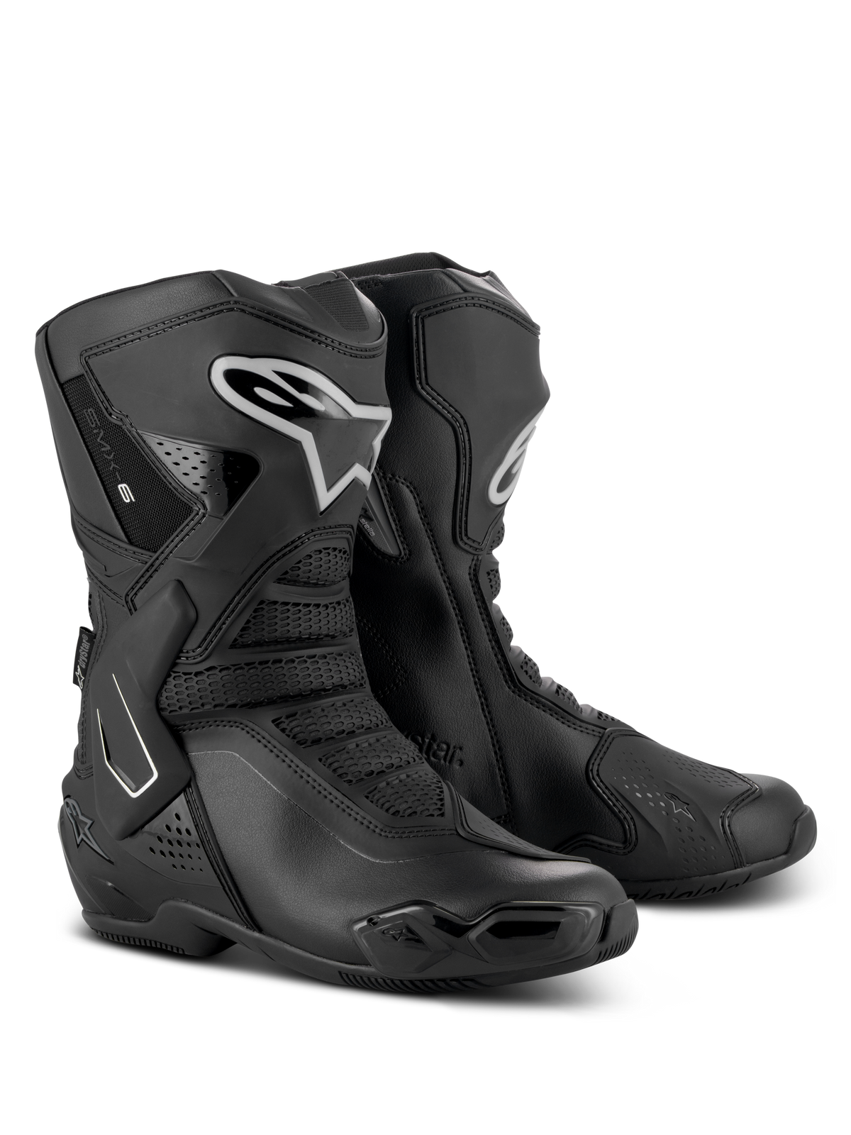 Alpinestars Stella SMX-6 V3 Drystar Boots, stivali da moto performanti da donna, nero e argento, tomaia in microfibra impermeabile con protezione in TPU, design di derivazione racing per pista e strada