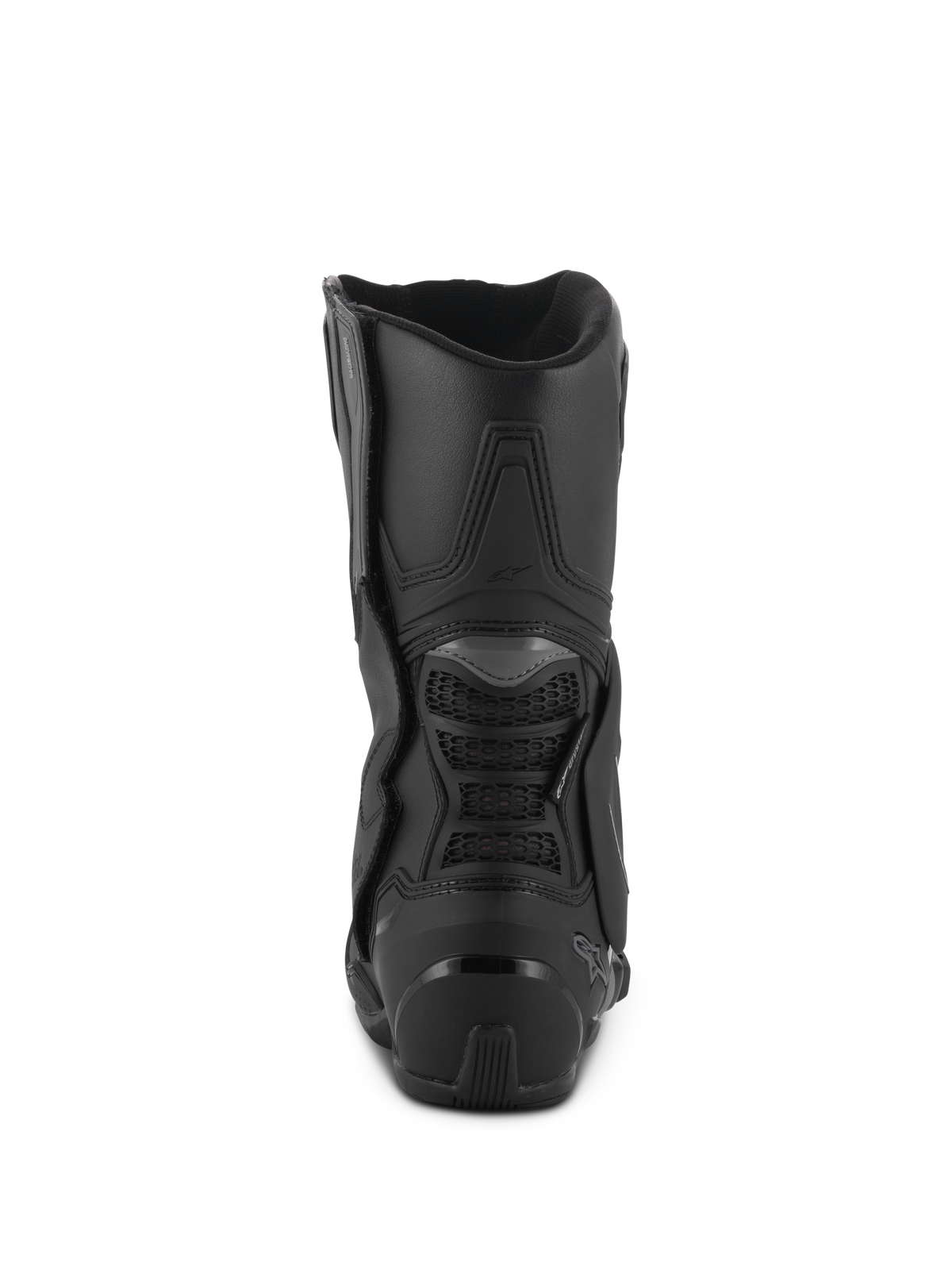 Stivali Alpinestars Stella SMX-6 V3 Drystar®, neri, vista posteriore che mostra il contrafforte del tallone in TPU e la protezione posteriore del polpaccio, stivali da moto impermeabili ad alte prestazioni per donna