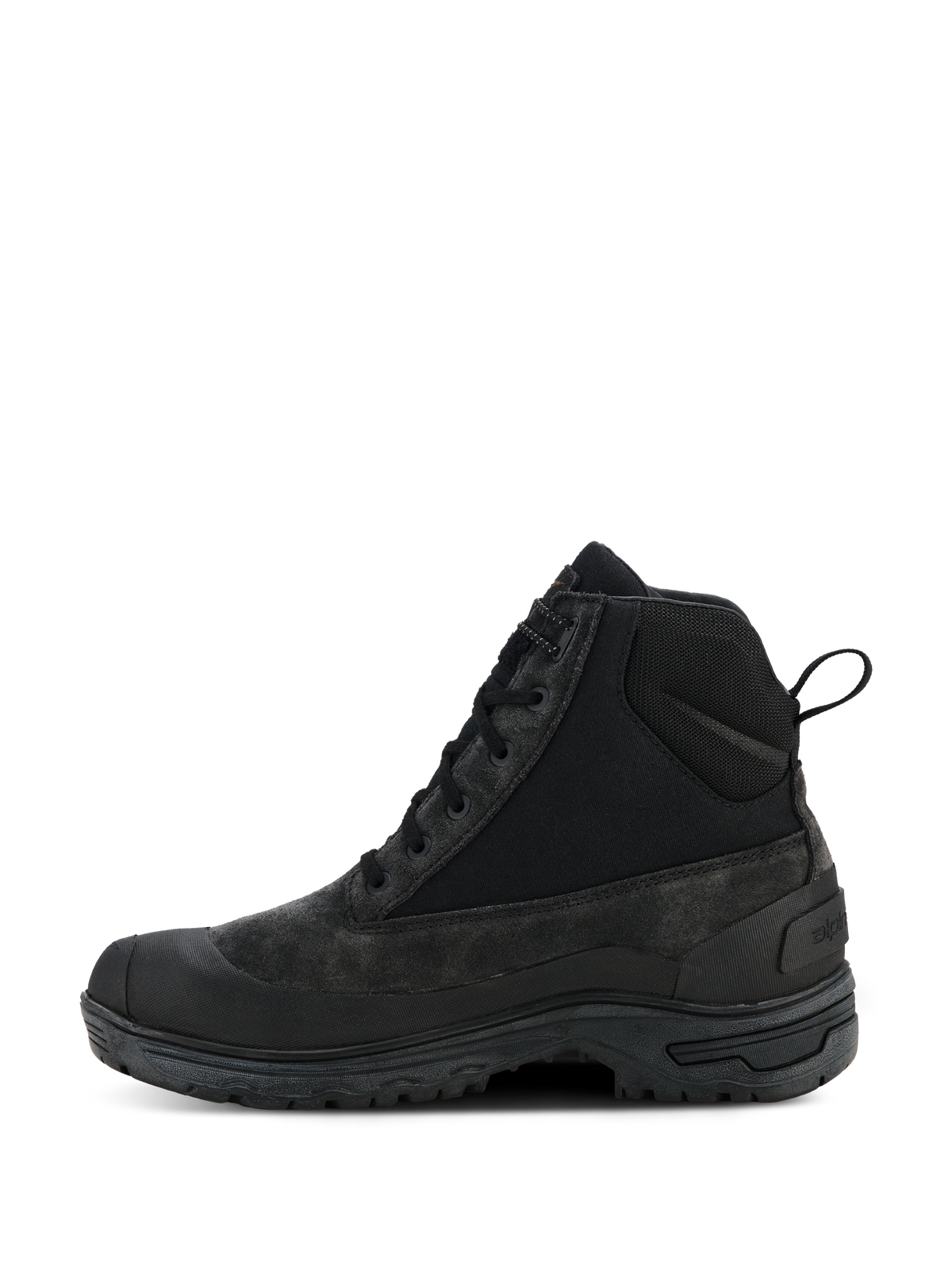 Alpinestars Stivali Judy Waterproof da donna, stivali da moto neri, design high-top d'ispirazione combat con vista di profilo, dotati di lacci e passante posteriore, suola in gomma rialzata, robusta costruzione in pelle e tessuto per guida urbana