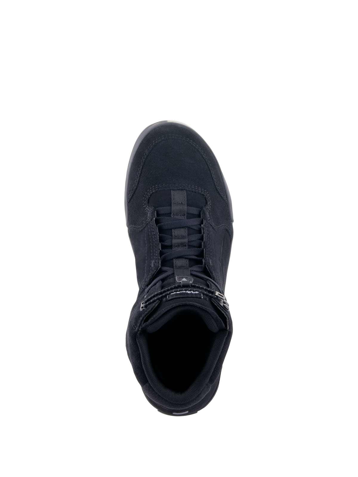 Scarpe da moto Alpinestars Chrome, Nero, vista dall'alto, con costruzione in camoscio diviso, chiusura stringata con cinturino superiore elastico, silhouette urbana casual progettata per la protezione in moto
