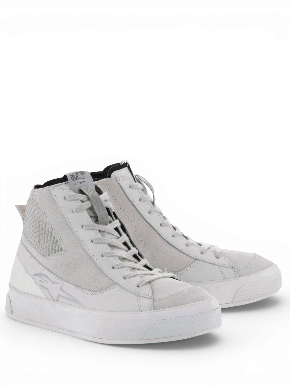 Alpinestars Scarpe Stella Stated Podium, scarpe da moto urban da donna, bianco e grigio freddo, suola vulcanizzata.