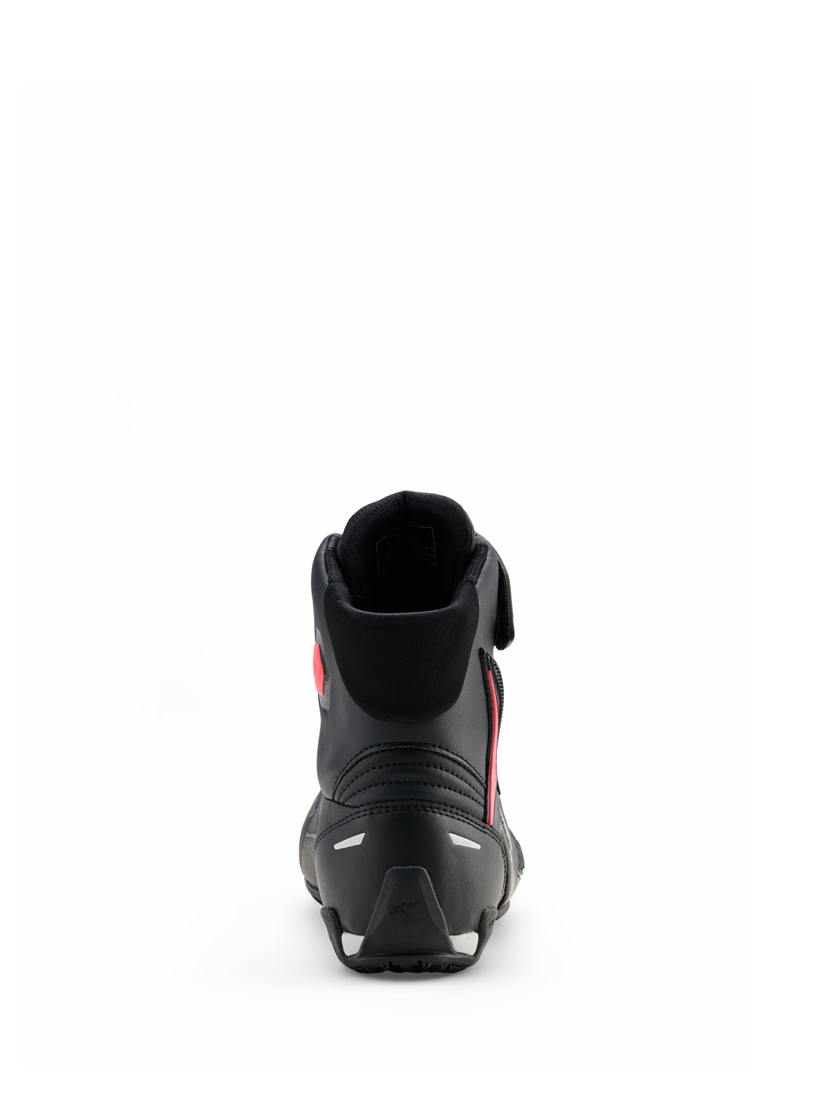 Alpinestars Scarpe Stella Faster-4 Drystar®, Nero Grigio Corallo Fluo, vista posteriore con supporto per il tallone e dettagli riflettenti, scarpe da moto impermeabili con design d'ispirazione sportiva per donna