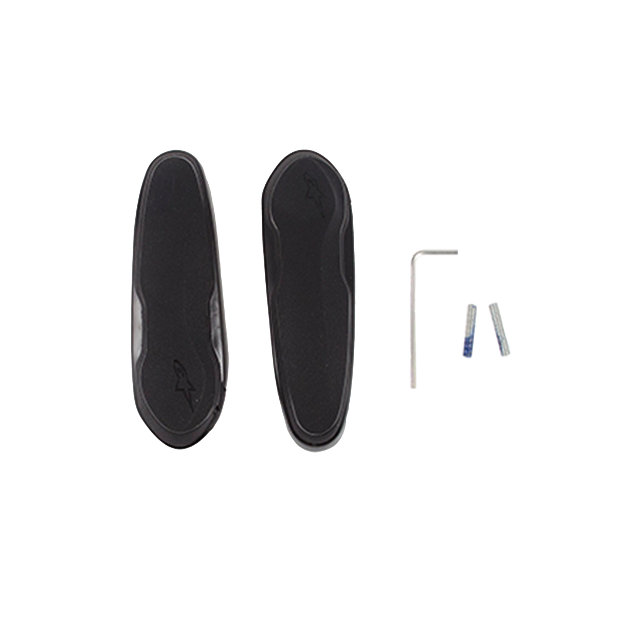Alpinestars Slider punta con viti, ricambi per stivali da moto, nero, due slider sintetici con logo Astars inciso, include chiave esagonale argento e minuteria di montaggio per stivali racing
