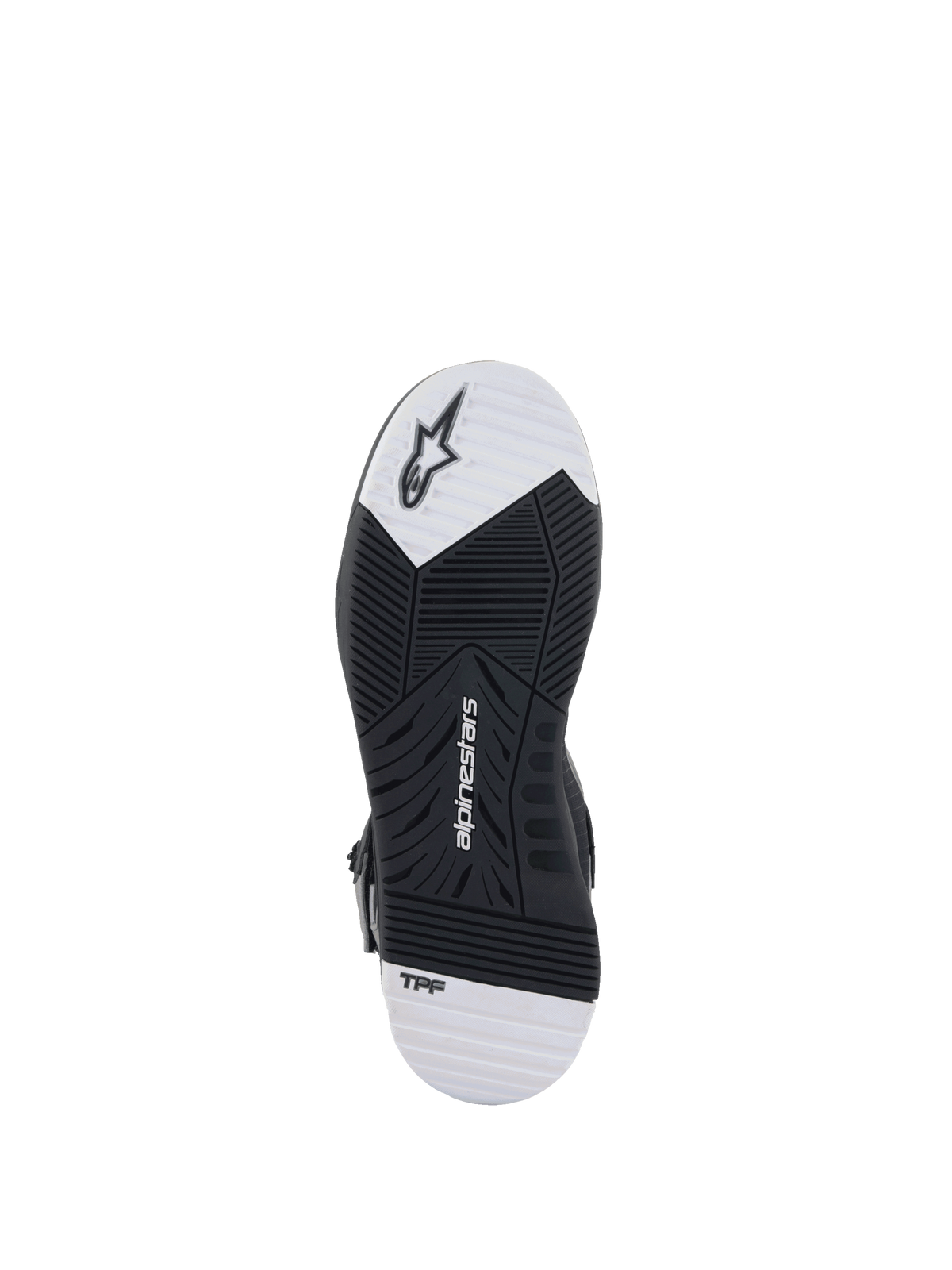 Alpinestars Scarpe Speedflight Street, suola per scarpe da moto urban in gomma a doppia densità, nera e bianca, con tecnologia TPF e logo Alpinestars.
