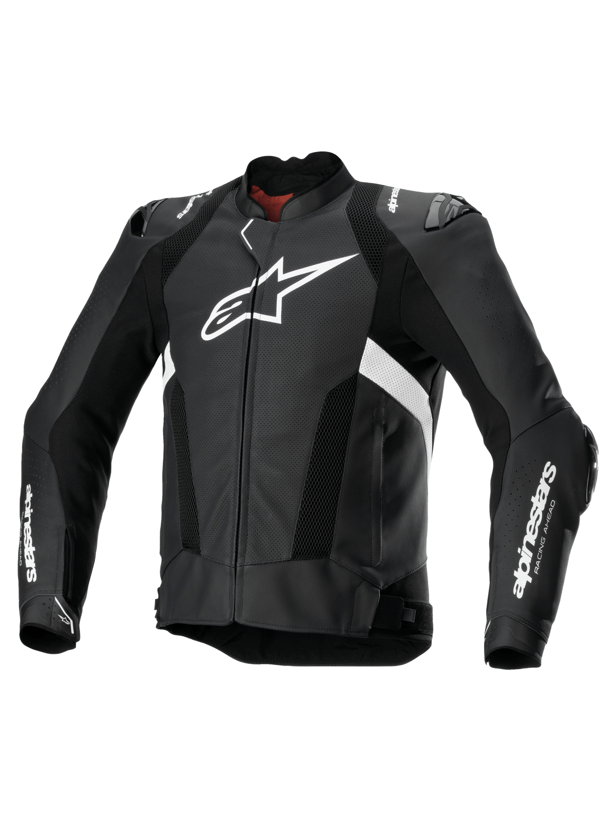 Alpinestars Giacca In Pelle Missile V3 Airflow, giacca sportiva da moto traforata da uomo in nero e bianco, pelle bovina con protezioni su spalle e gomiti, compatibile con Tech-Air
