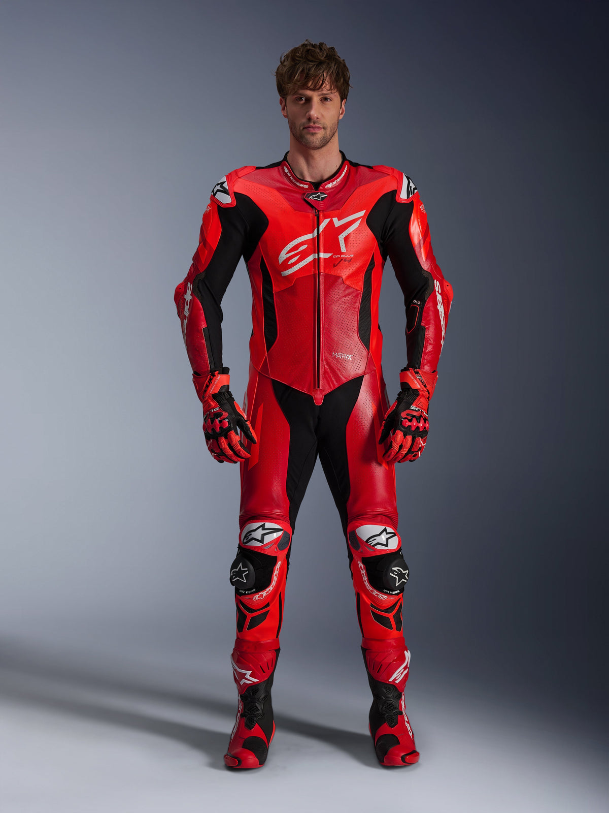Alpinestars Tuta In Pelle GP Plus V4 Sprint 1 Pezzo, tuta racing da uomo, rosso e nero, in pelle, compatibile Tech-Air.