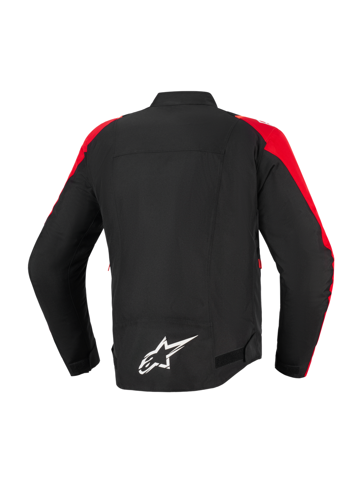Alpinestars Giacca Impermeabile T-SPS V2, giacca da moto, nera con accenti rossi, vista posteriore con logo Alpinestars bianco sulla parte bassa della schiena, design in tessuto con taglio sportivo per guida urbana e stradale
