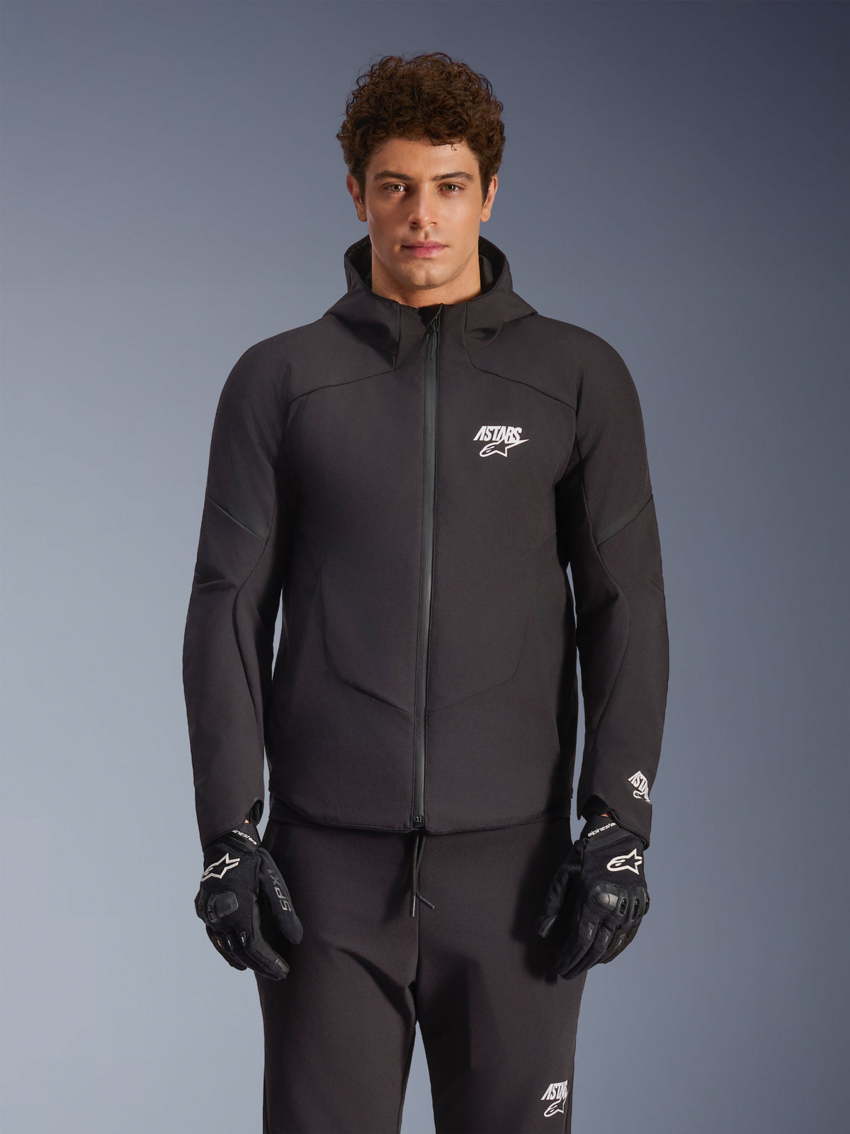 Alpinestars Giacca Aeroshell Impermeabile, giacca da moto urban da uomo, nera, in tessuto softshell con cappuccio integrato