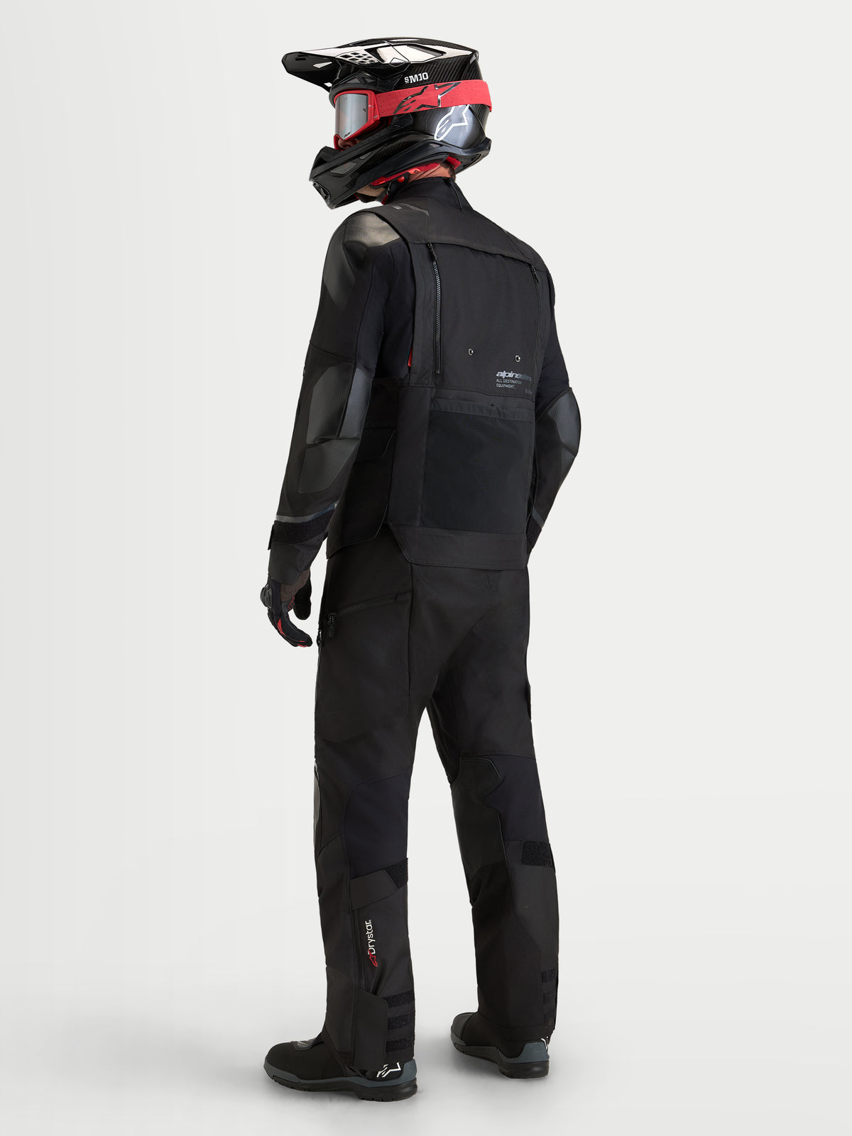 Alpinestars Harok V 2 Giacca Drystar, giacca da moto adventure touring da uomo, vista posteriore con pannelli di ventilazione modulari e costruzione in tessuto nero