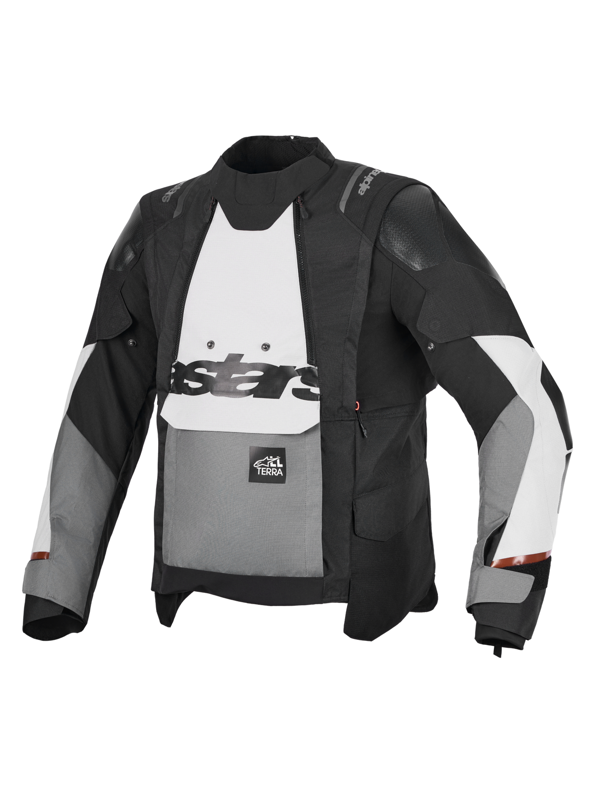 Alpinestars Harok V 2 Drystar Giacca, giacca da moto adventure grigio scuro, grigio ghiaccio e nera, con costruzione impermeabile e protezione certificata CE