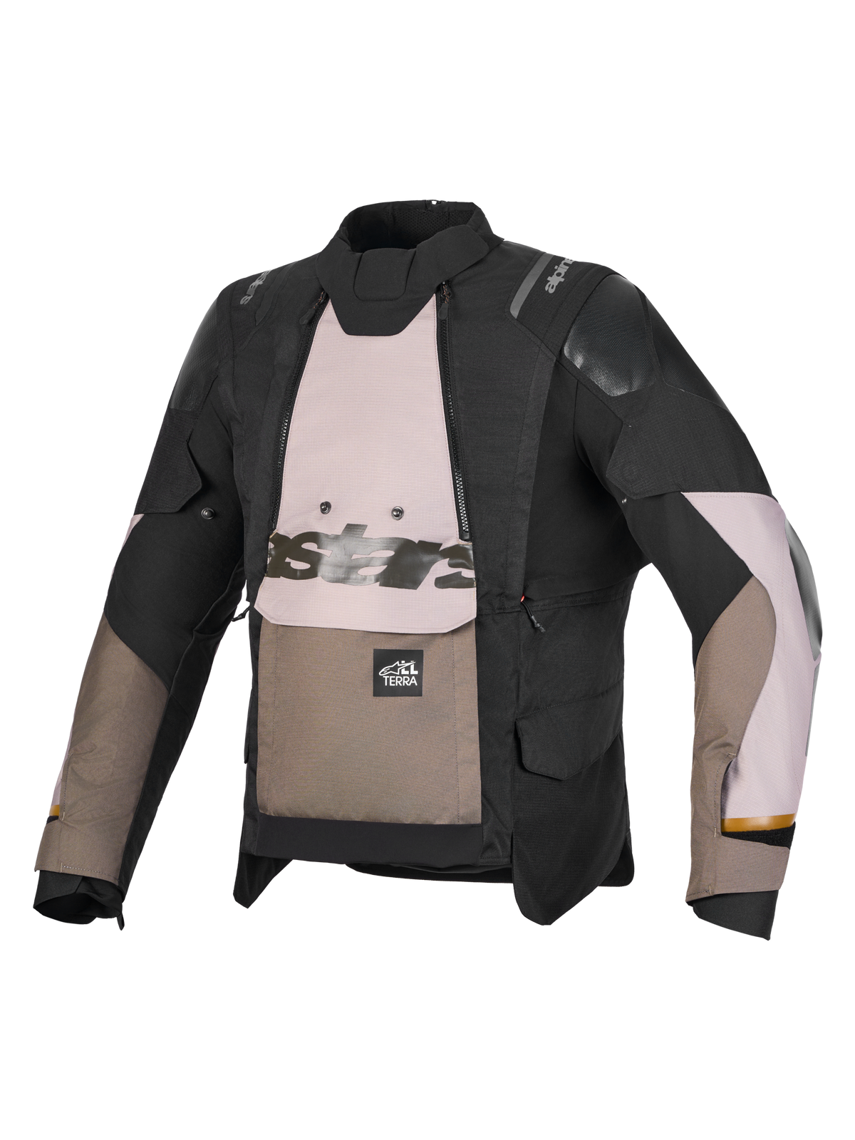 Alpinestars Harok V 2 Drystar Giacca, giacca da moto all-terrain adventure, nero, marrone e alluminio, costruzione in tessuto impermeabile con ventilazione modulare