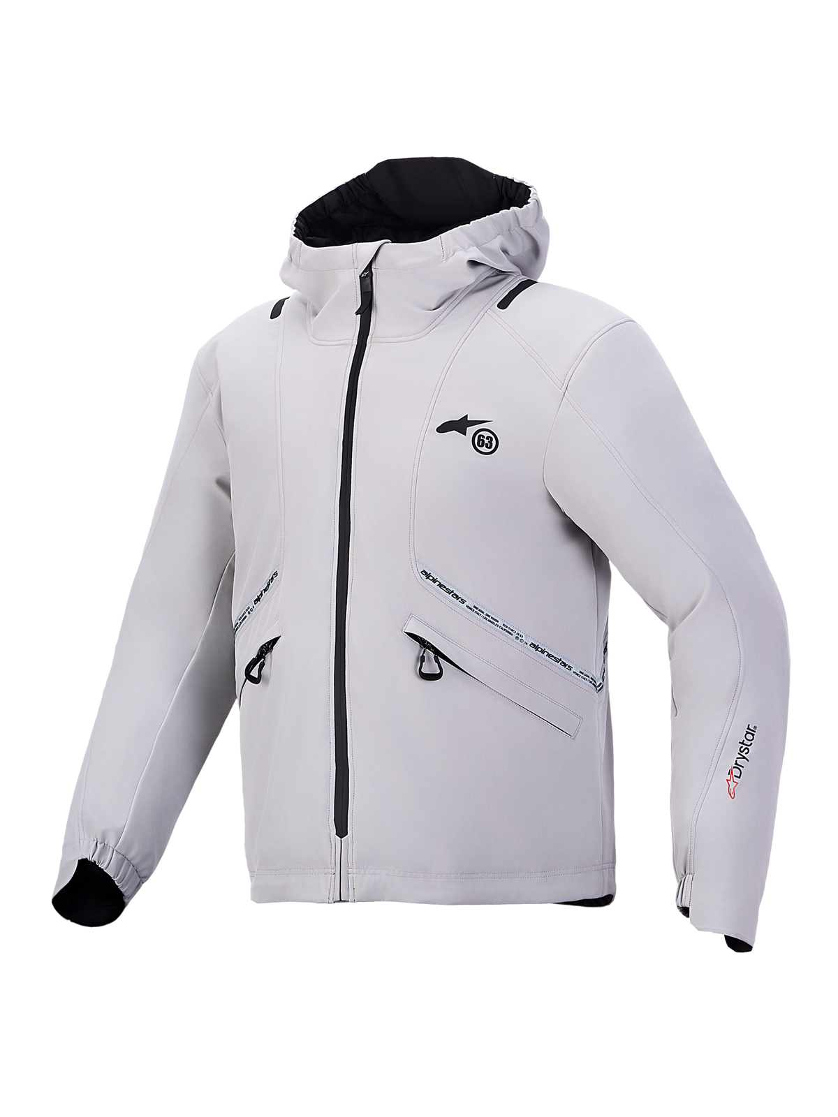 Alpinestars C 5 Drystar Giacca, giacca da moto urbana, grigio chiaro e nera con cappuccio integrato e protezione CE