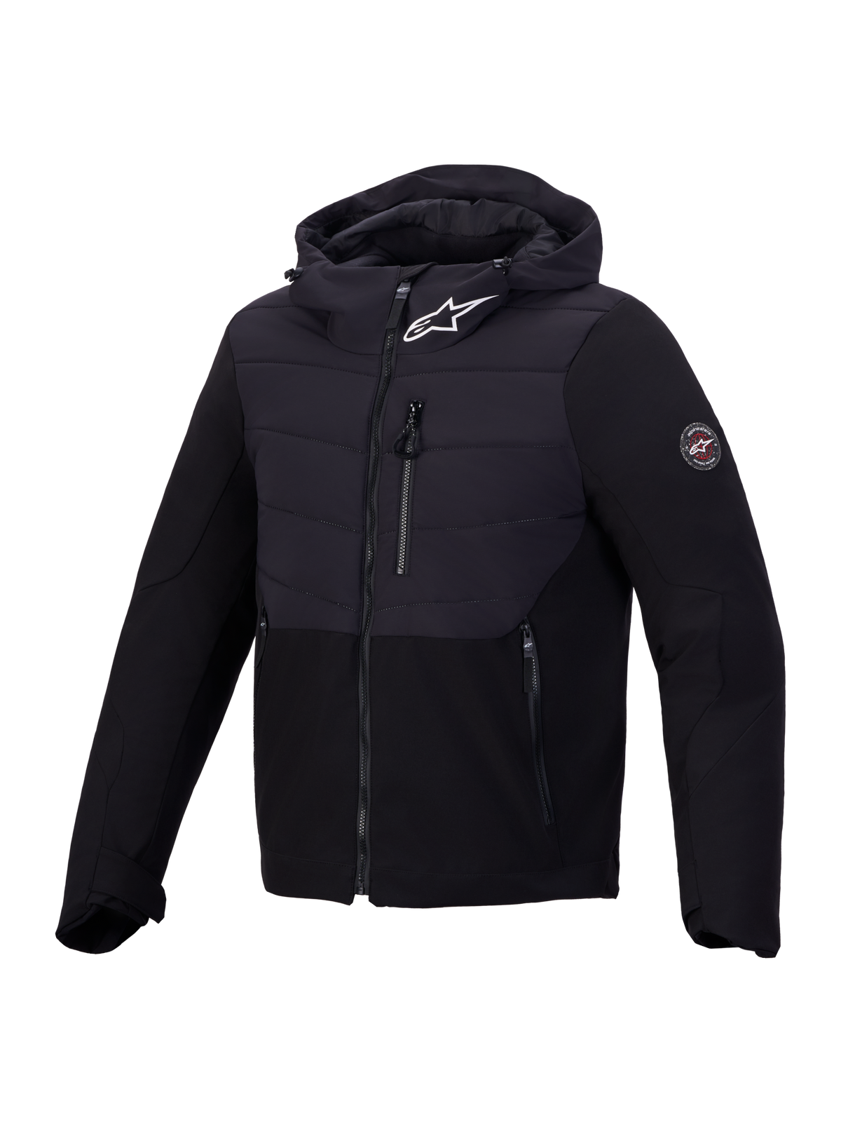 Alpinestars Therma Tech WP Giacca, giacca da moto impermeabile con cappuccio integrato, nera, design imbottito con dettagli tecnici