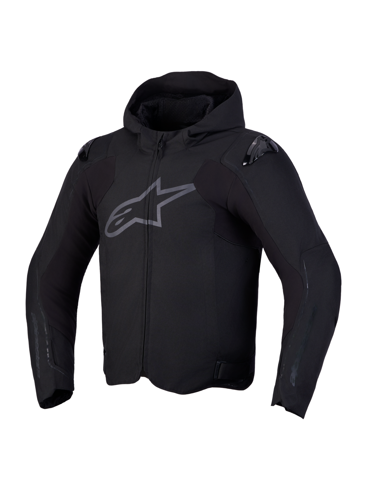 Alpinestars Zaca V 2 Waterproof Giacca, giacca da moto impermeabile da uomo con cappuccio e protezioni spalle DFS, nera, certificata CE