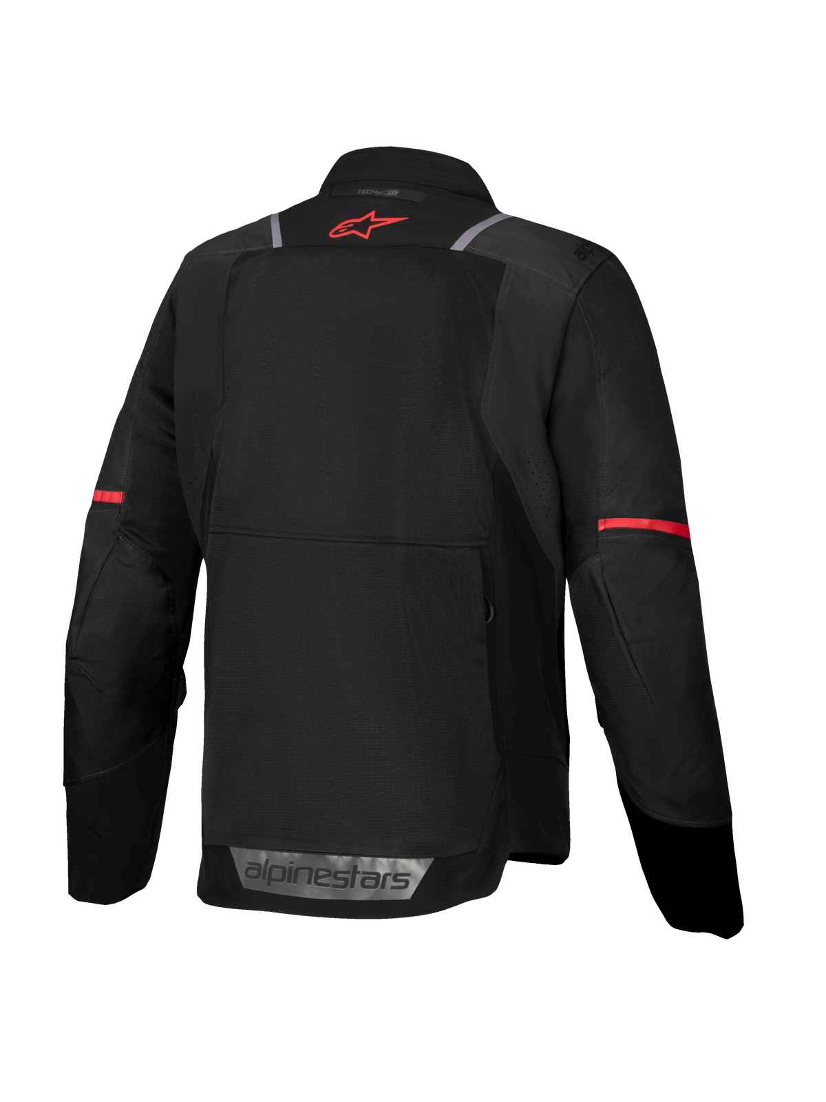 Alpinestars Giacca ST-2 Air, vista posteriore, giacca da moto touring da uomo, nera e rossa, con mesh e dettagli riflettenti.