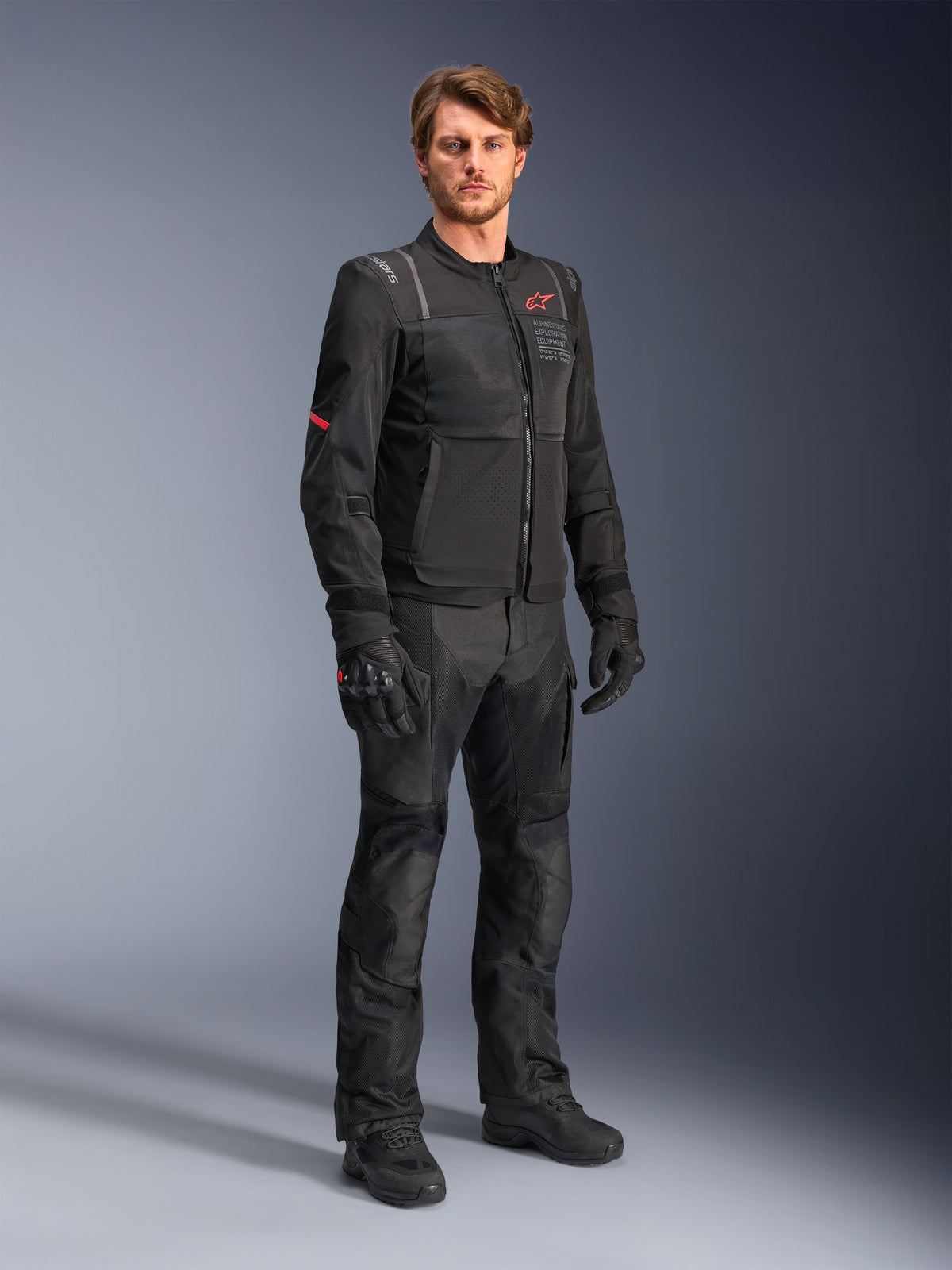 Alpinestars Giacca ST-2 Air, giacca da moto touring adventure da uomo, nera, pannelli in mesh ventilato e tessuto.