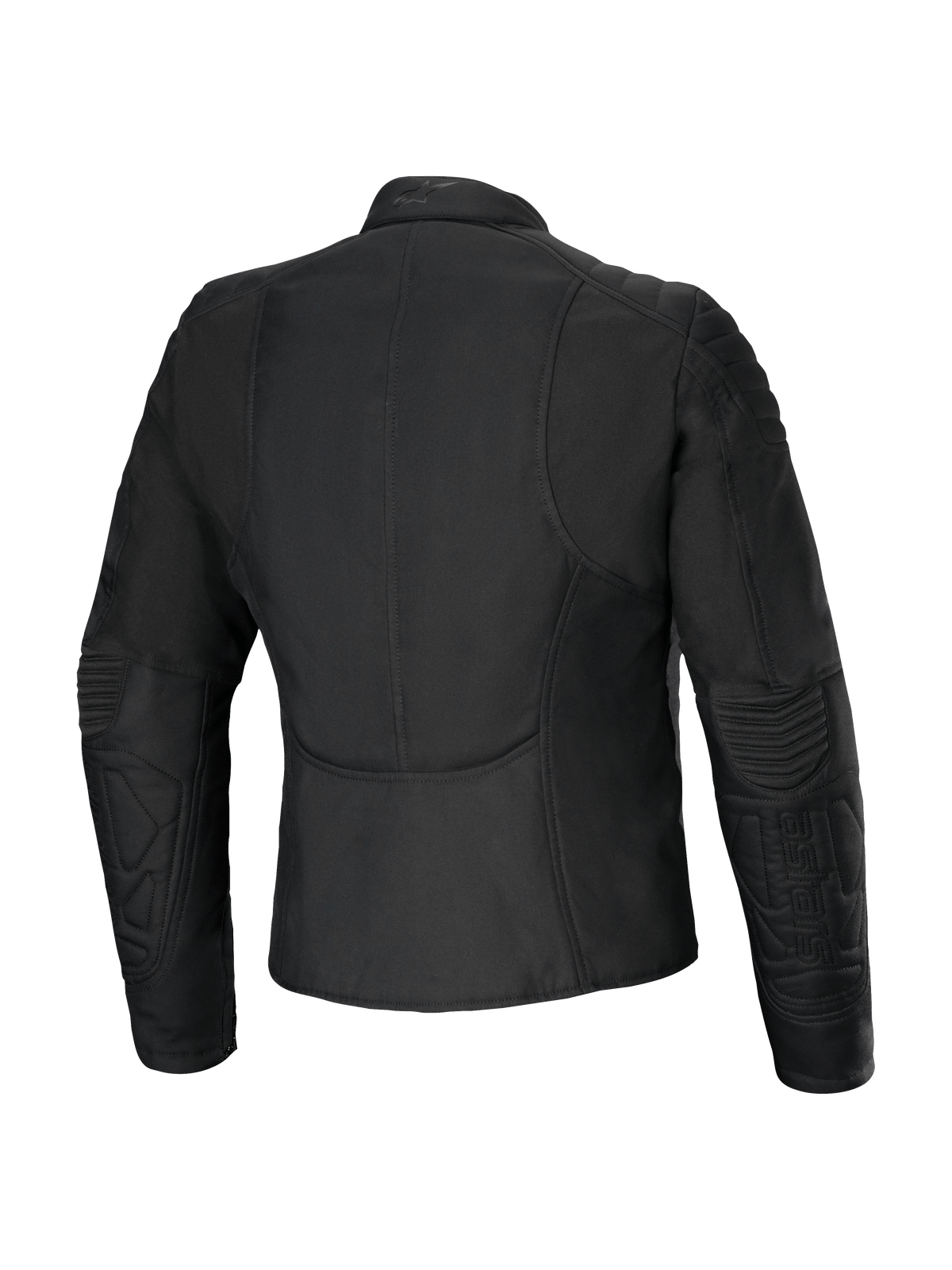 Giacca da donna Alpinestars Isla WR, vista posteriore, nero, giacca da moto urbana slim fit con dettagli trapuntati su spalle e avambracci, tessuto idrorepellente con finitura opaca, design femminile sartoriale con profilo posteriore allungato per il comfort di guida