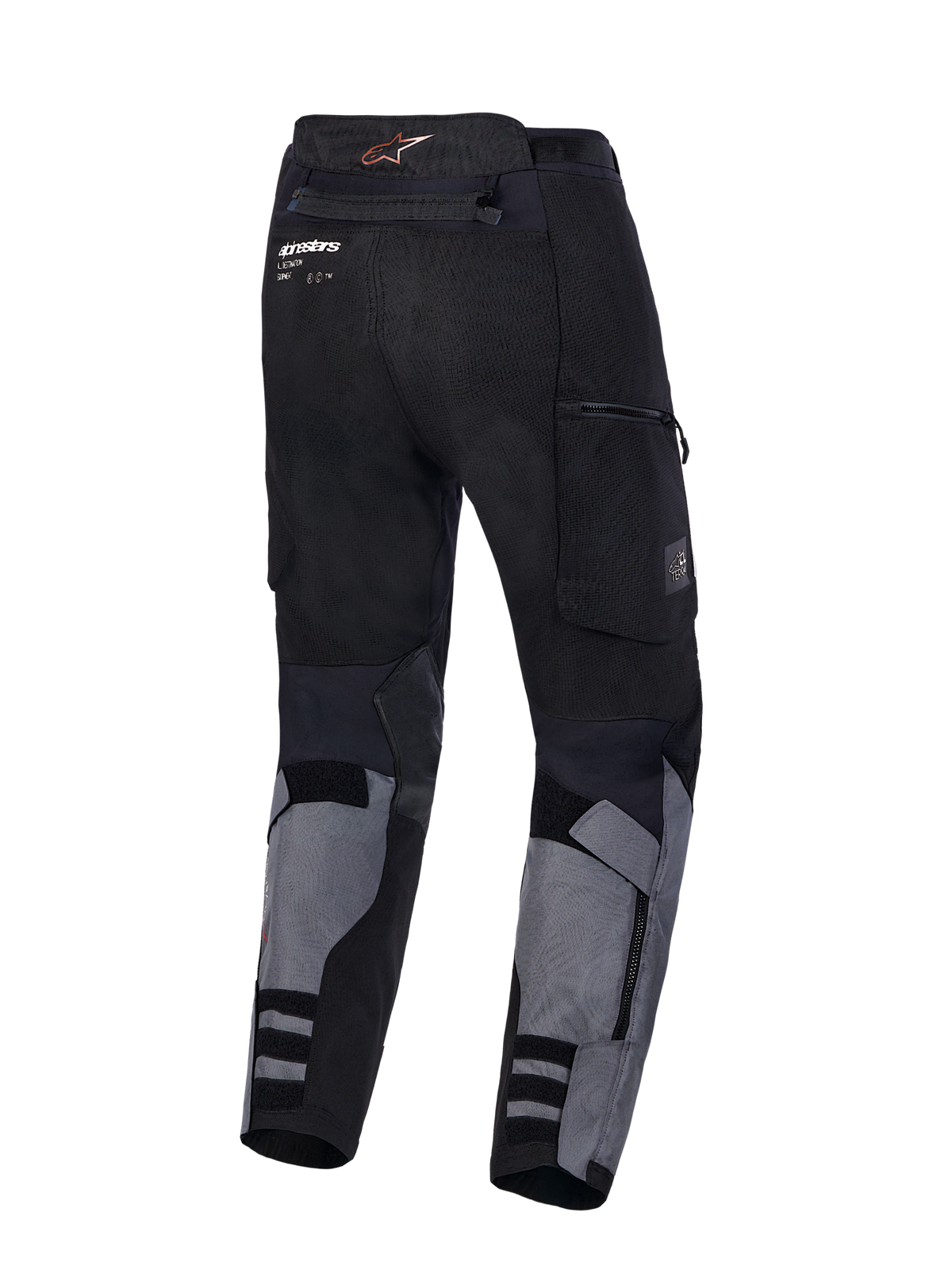 Alpinestars Harok V 2 Drystar Pantaloni, pantaloni moto adventure touring, grigio scuro e nero, vista posteriore con struttura in tessuto resistente e tasche cargo