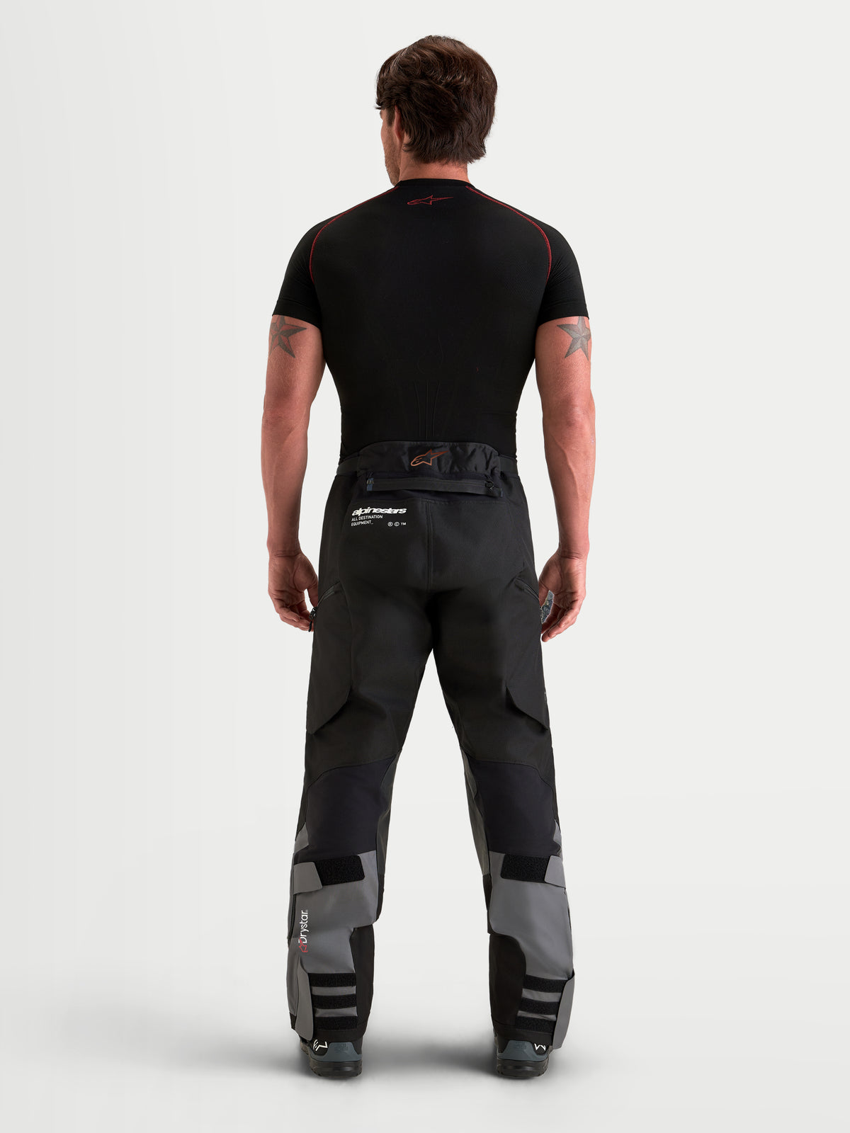 Alpinestars Harok V2 Drystar Pantaloni, pantaloni da moto adventure da uomo, grigio scuro e nero, vista posteriore che mostra la struttura ripstop
