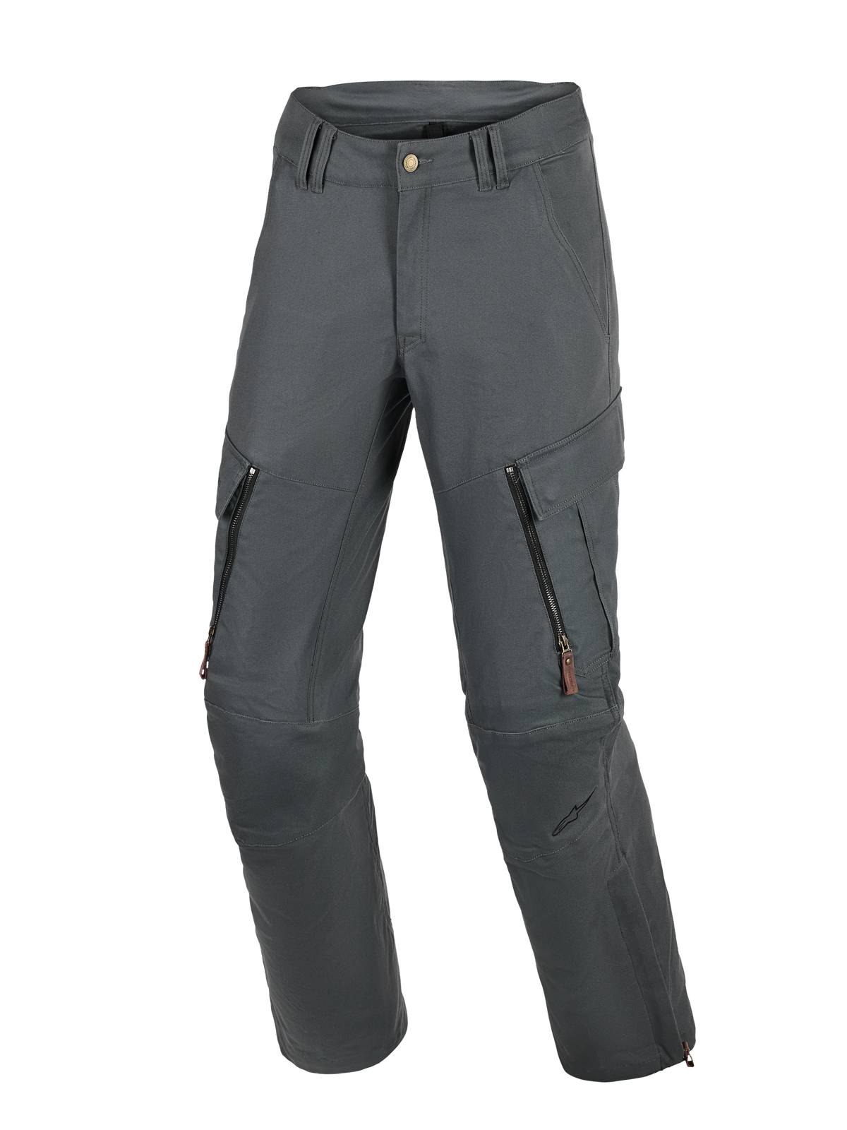 Pantaloni Alpinestars Borrego Drystar®, pantaloni da moto adventure, grigio antracite, caratterizzati da un aspetto in tela cerata con prese d'aria con zip sulle cosce e tasche cargo, robusta costruzione in tessuto con pannelli rinforzati sulle ginocchia
