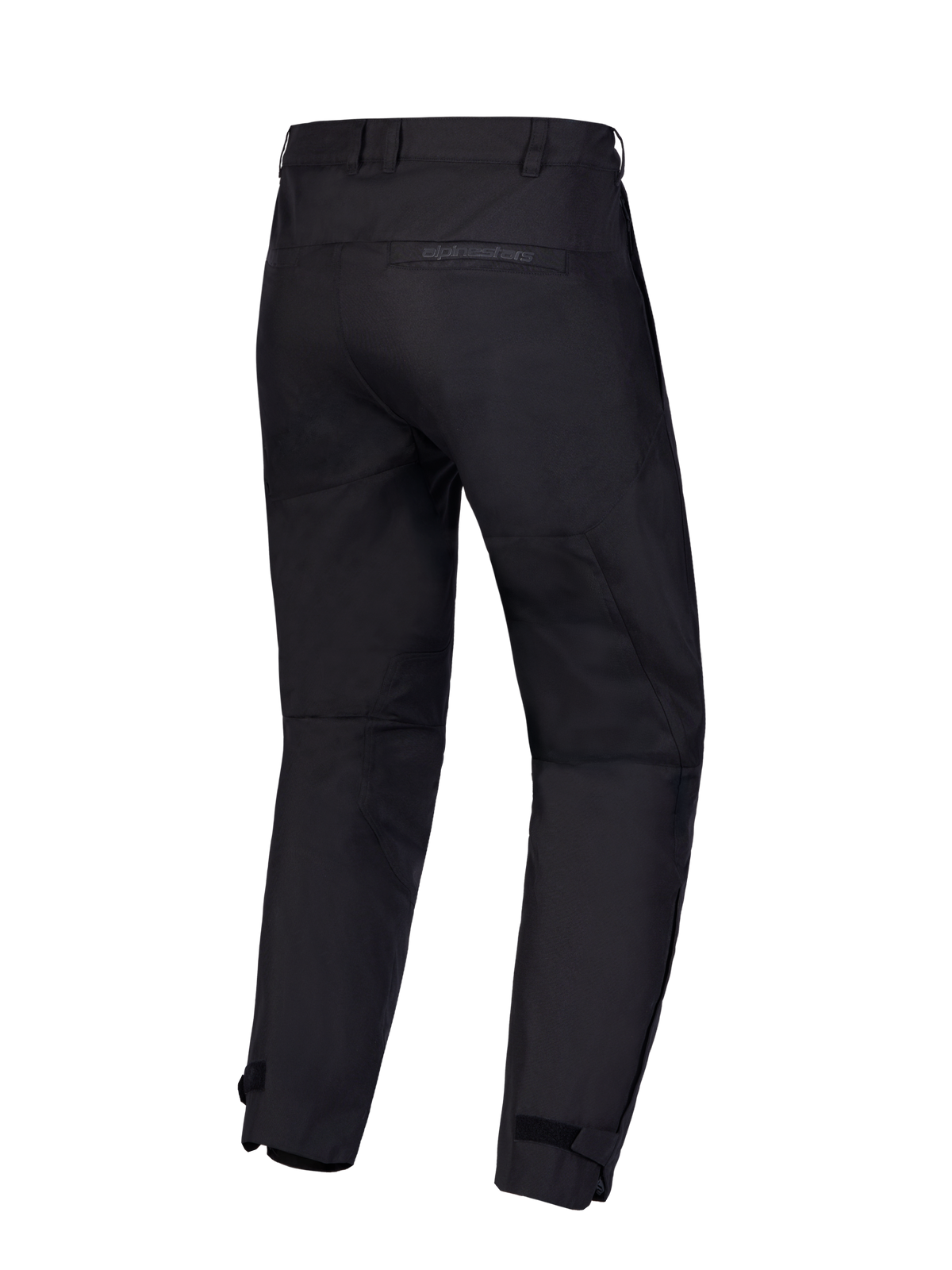 Alpinestars C-1 Waterproof Pantaloni, pantaloni da moto urbani, neri, vista posteriore con dettagli della costruzione in polifibre e marchio Alpinestars sulla tasca posteriore