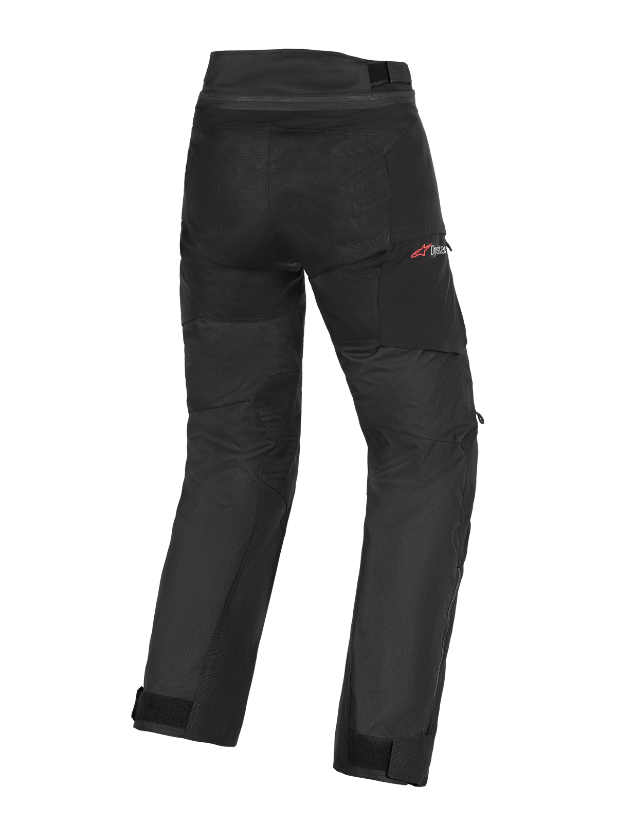 Alpinestars Andes V4 Drystar® Pants - Long, pantaloni da moto adventure-touring neri, vista posteriore che mostra la struttura in tessuto resistente, cinturini regolabili alle caviglie e discreto logo Drystar rosso