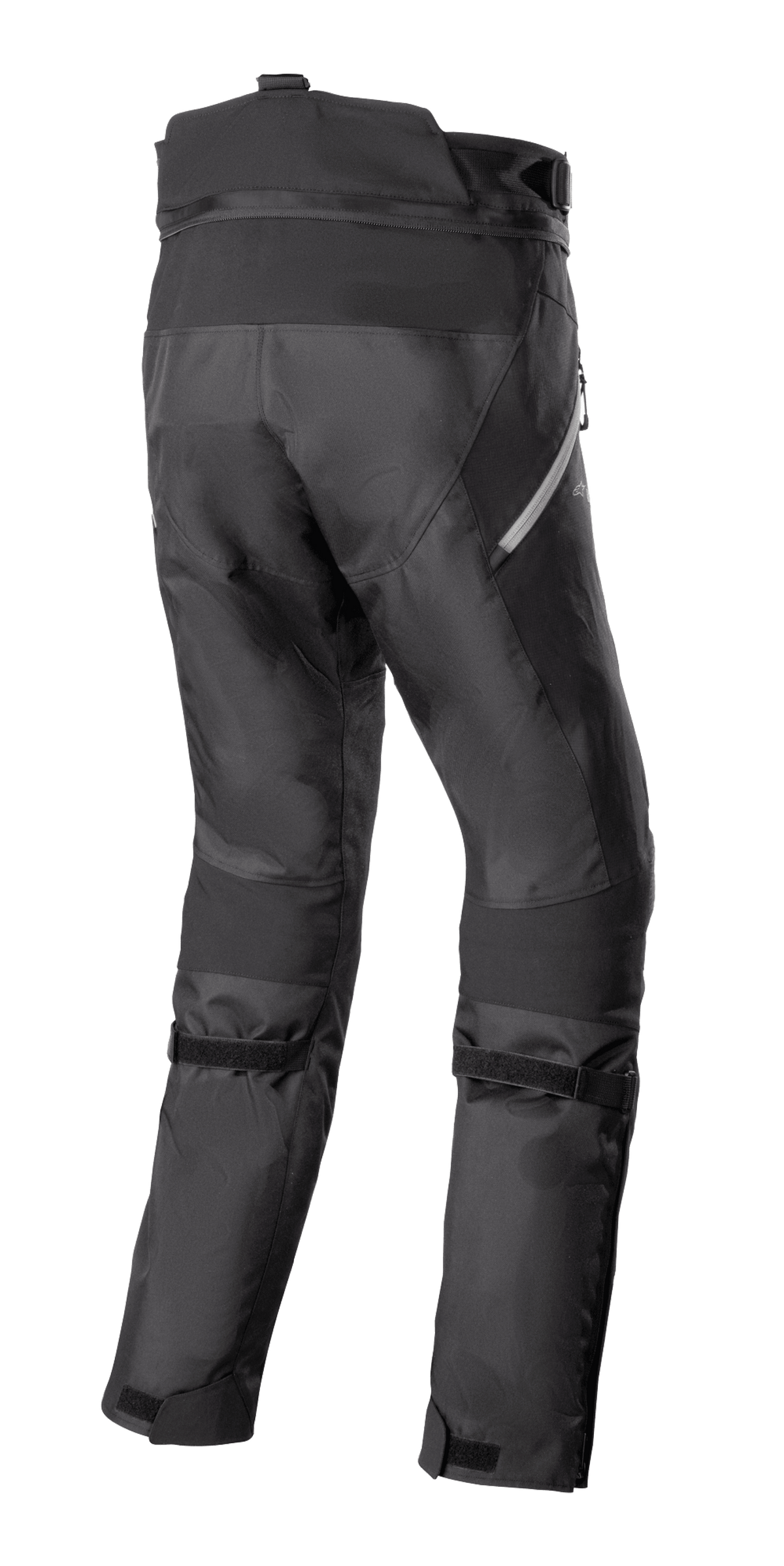 Alpinestars Stella Bogotá Pro Drystar 4 Seasons Pants, pantaloni da moto adventure da donna, nero, vista posteriore con costruzione in tessuto tecnico, cinghie regolabili sui polpacci e dettagli riflettenti laterali.